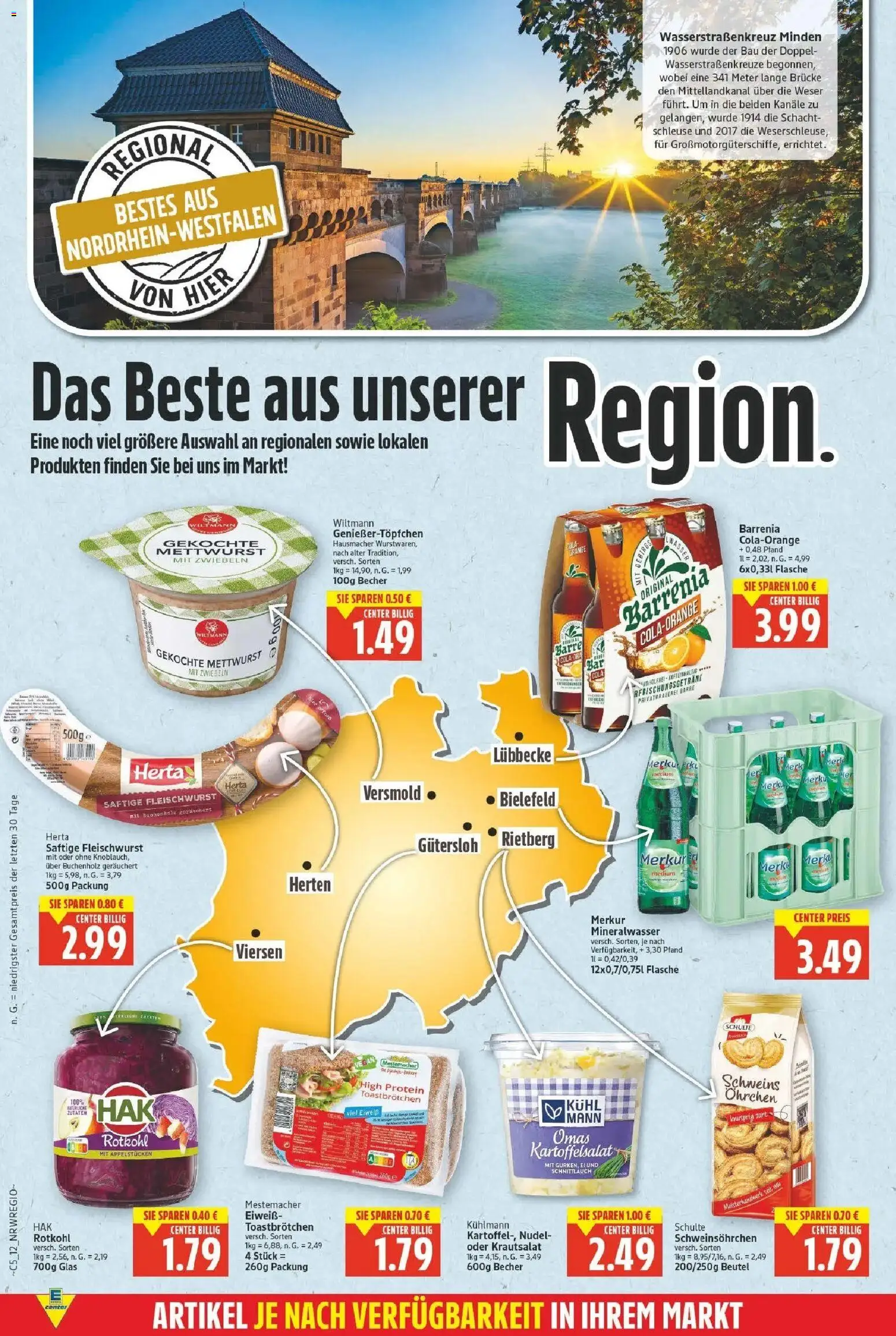 E center Prospekt Minden	 – gültig ab 10.05.2026 | Seite: 12 | Produkte: Cola, Rotkohl, Mineralwasser, Zwiebeln