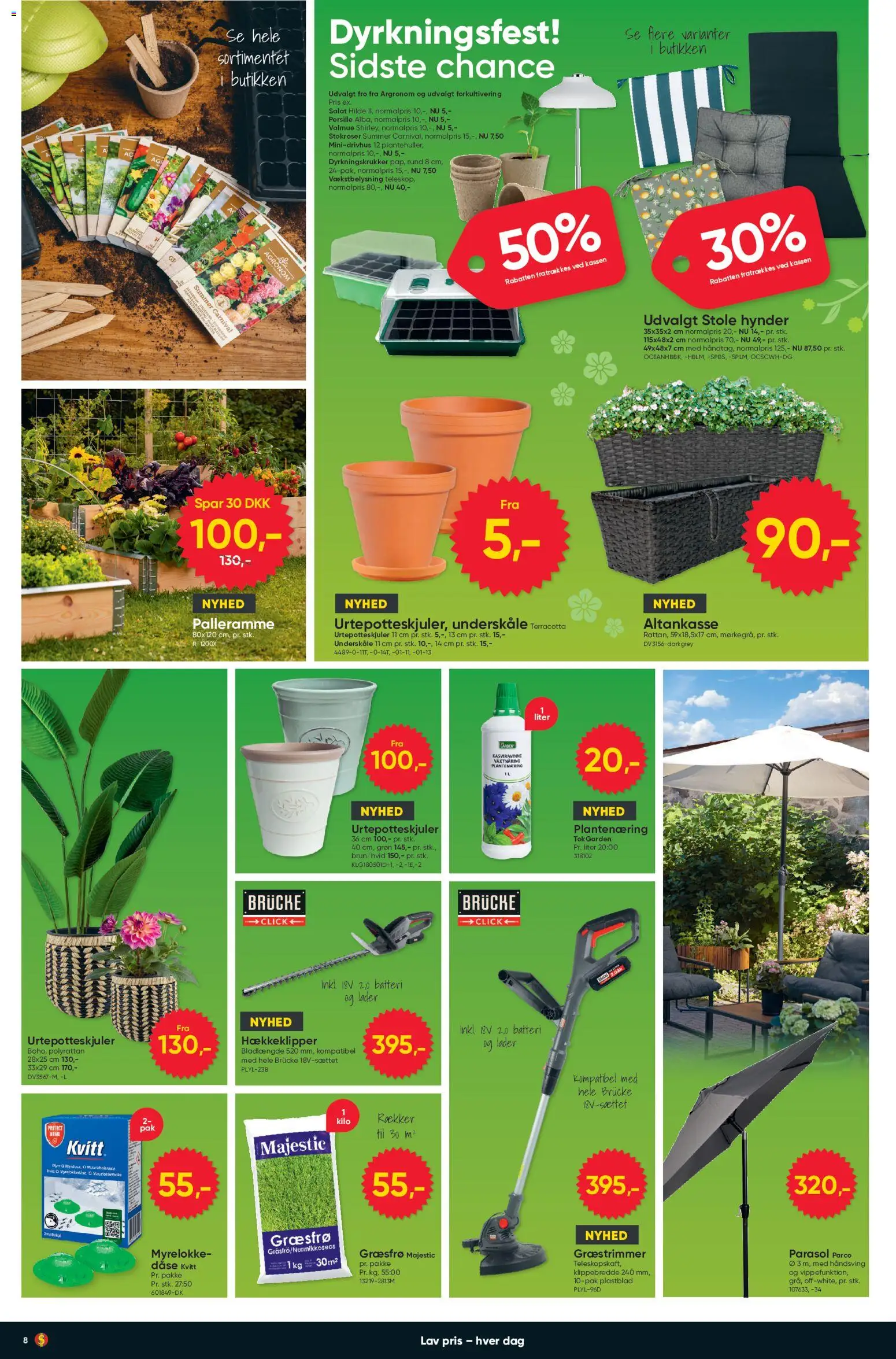 Bigdollar tilbudsavis – gyldig fra 15.05.2026 | Side: 8 | Produkter: Urtepotteskjuler, Parasol, Batteri, Persille