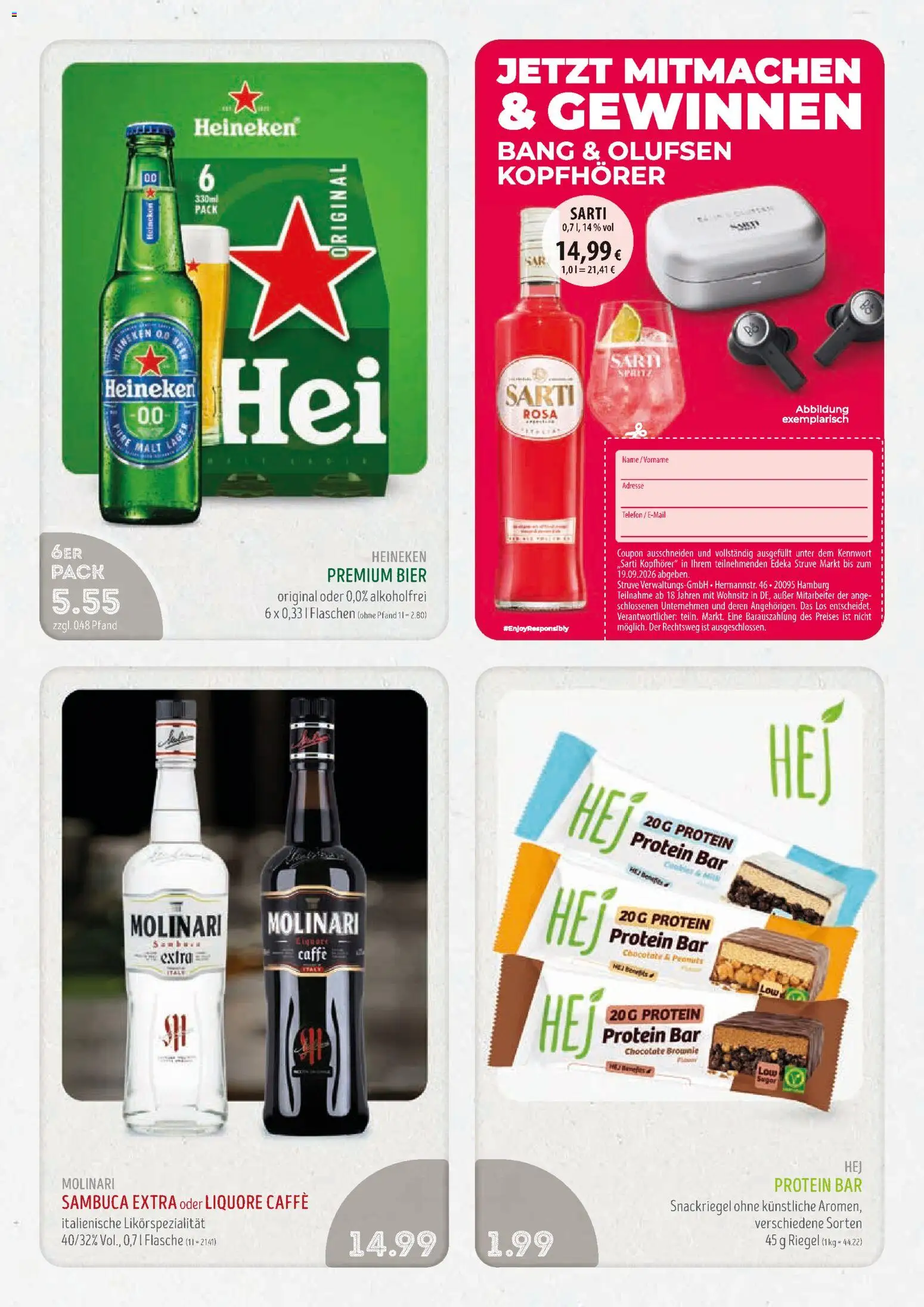Edeka Struve Prospekt – gültig ab 07.09.2026 | Seite: 15 | Produkte: Sambuca, Heineken, Telefon, Kopfhörer
