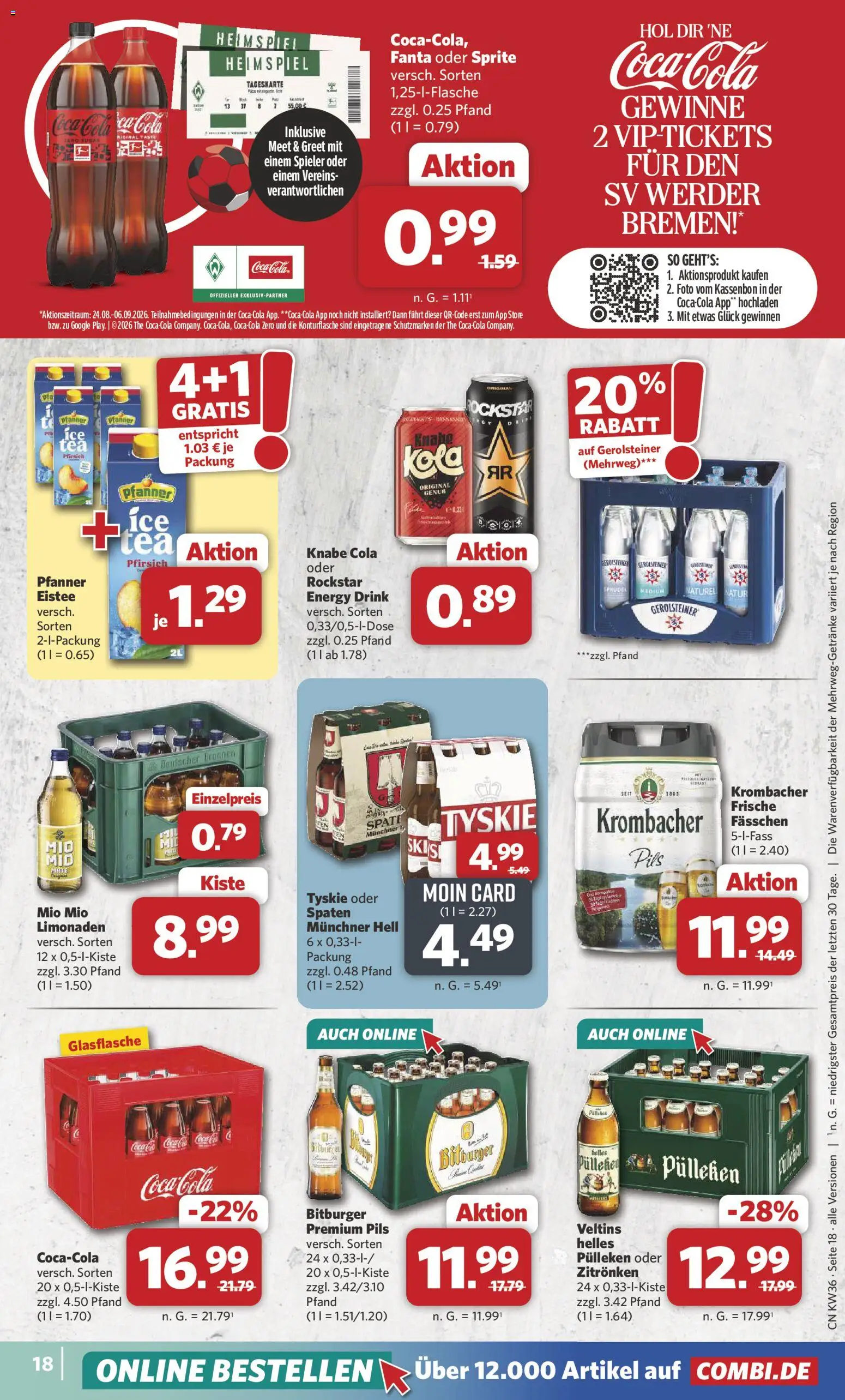 Combi Prospekt – gültig ab 31.08.2026 | Seite: 18 | Produkte: Fanta, Sprite, Pfirsich, Veltins
