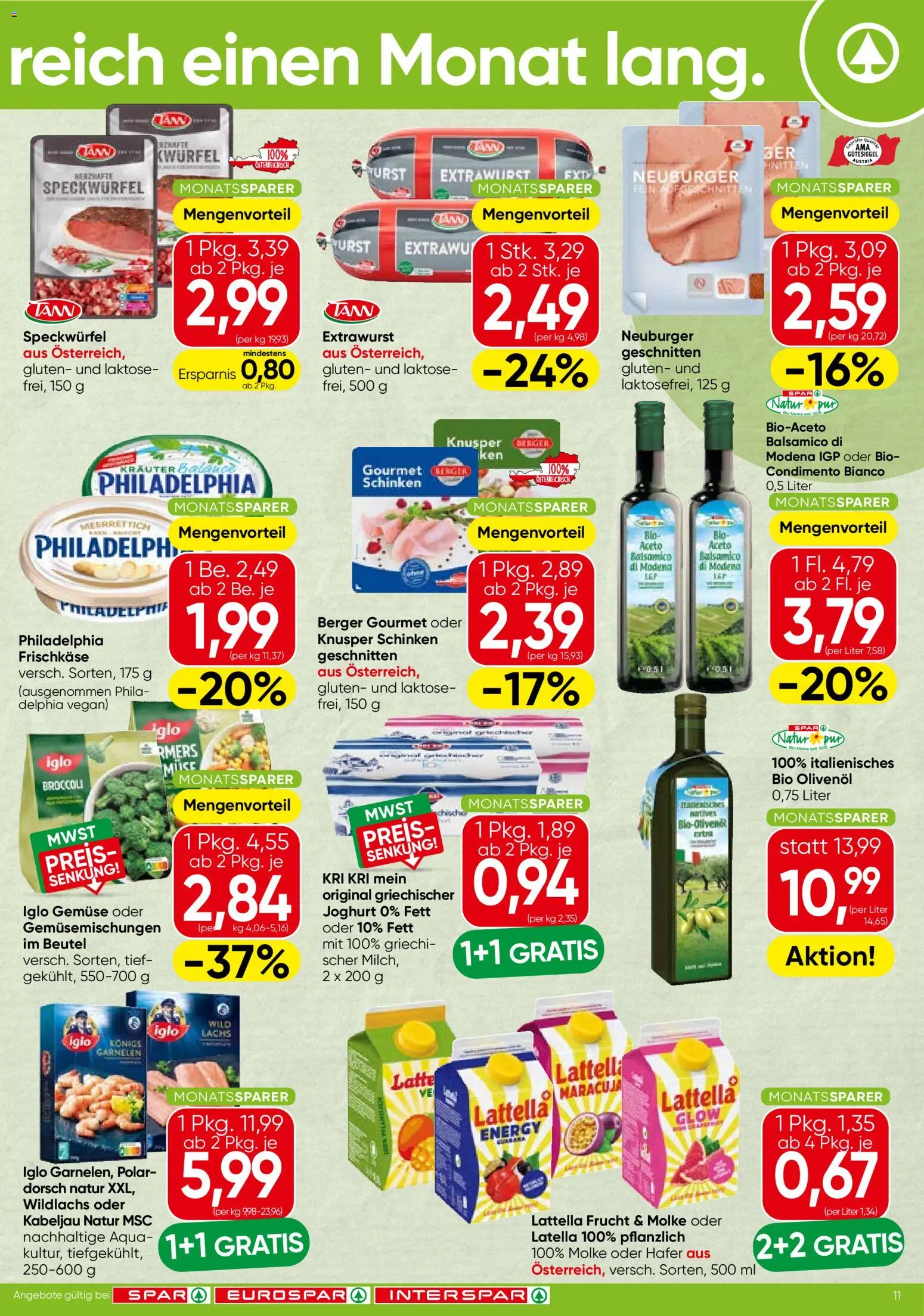 Spar Flugblatt - Oberösterreich gültig ab 09.07.2026 | Seite: 11 | Produkte: Gemüse, Wurst, Joghurt, Schinken