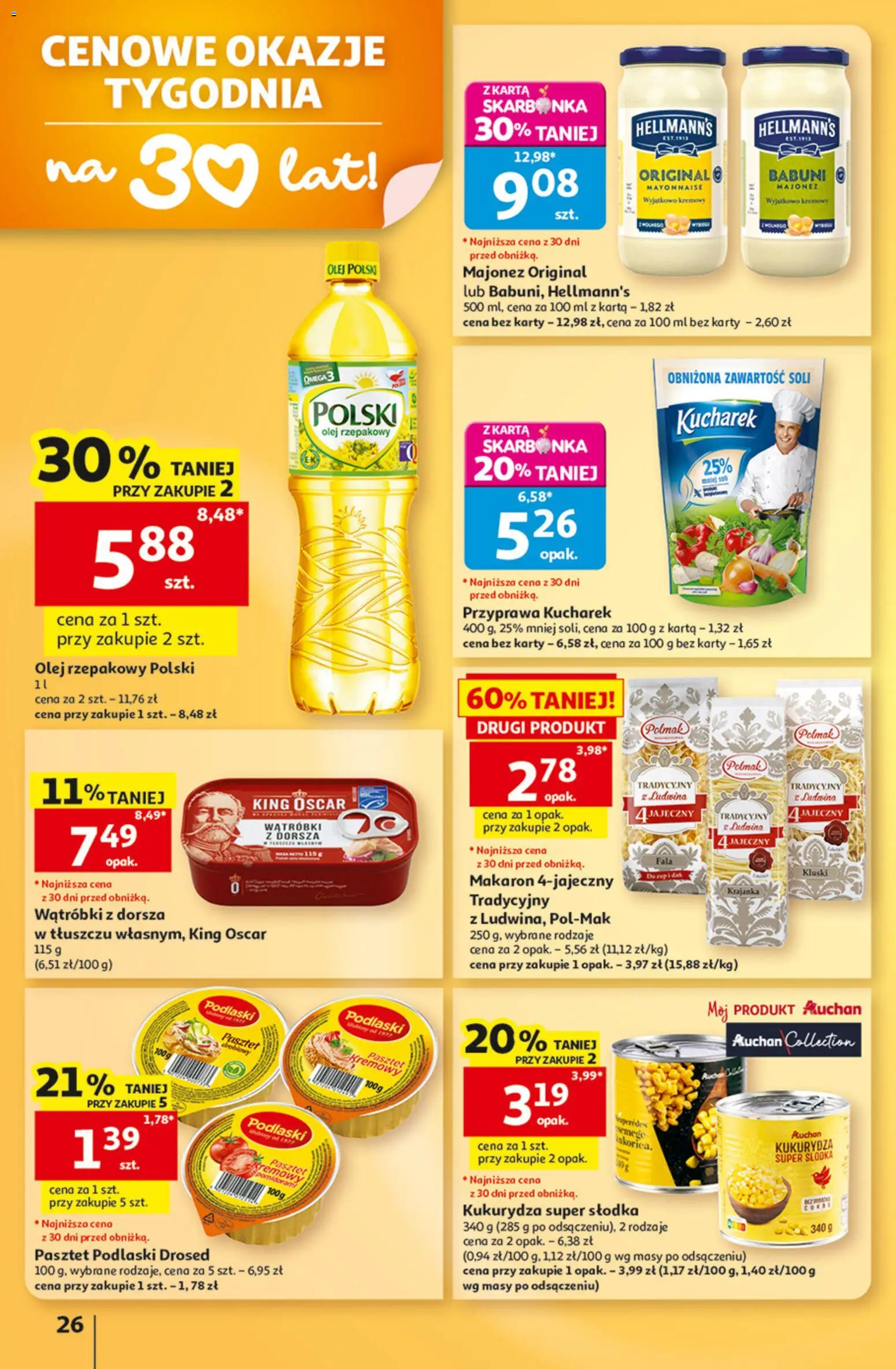 Auchan gazetka od 13.08.2026 | Strona: 26 | Produkty: Olej rzepakowy, Omega, Olej, Makaron