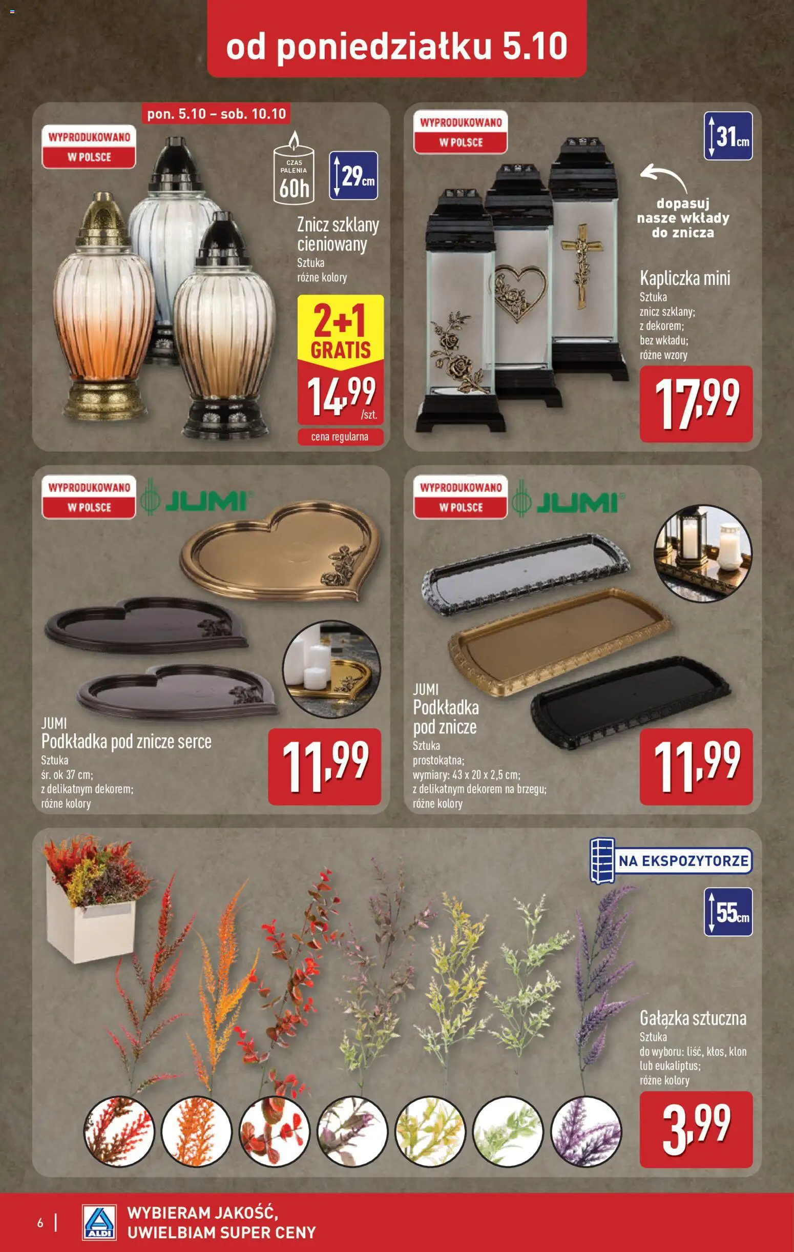 Aldi gazetka - Znicze i stroiki od 05.10.2026 | Strona: 6 | Produkty: Znicze
