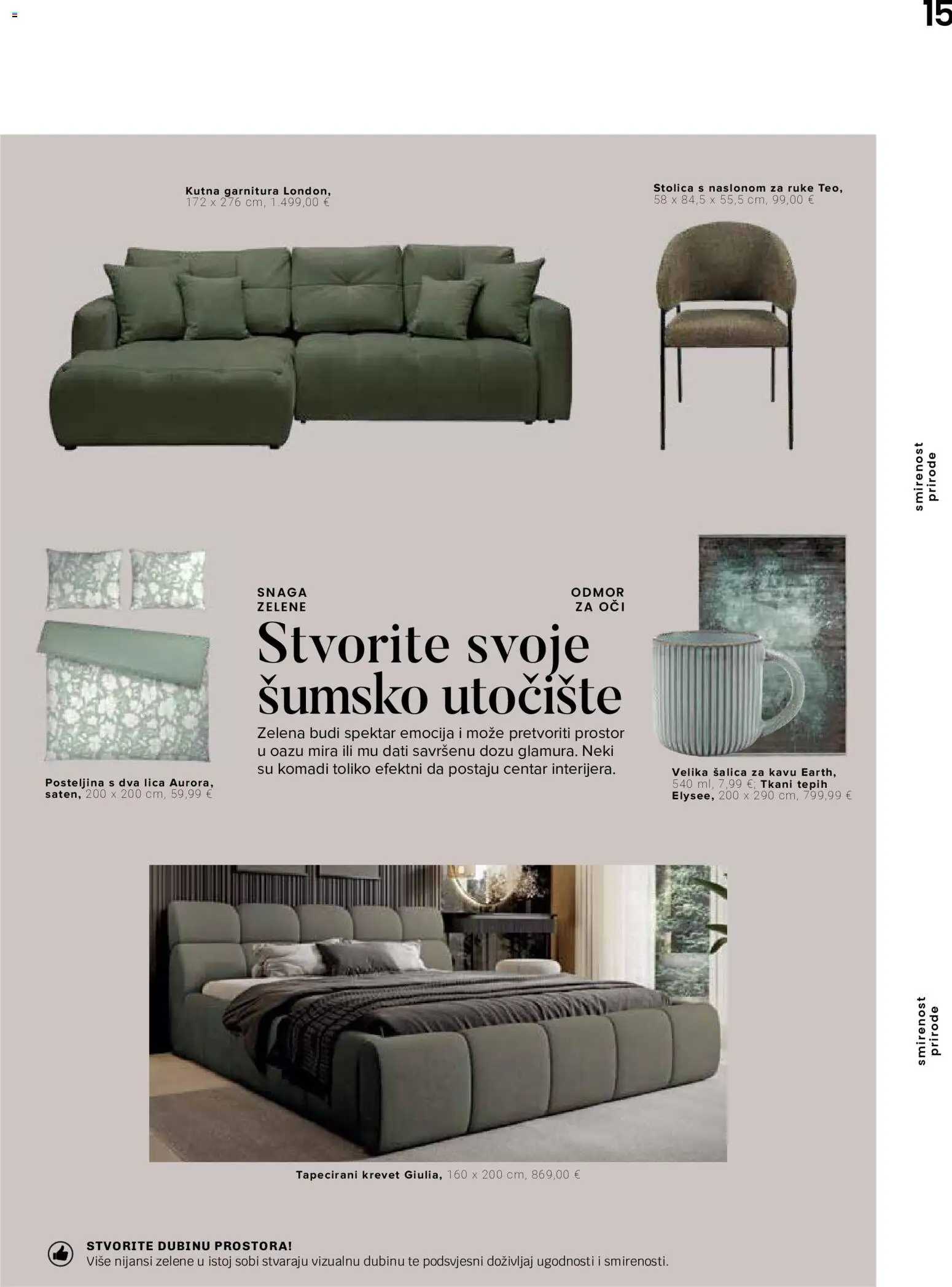 Lesnina katalog | vrijedi od 06.07.2026 | Stranica: 15 | Proizvodi: Krevet, Stolica, Tepih, Šalica