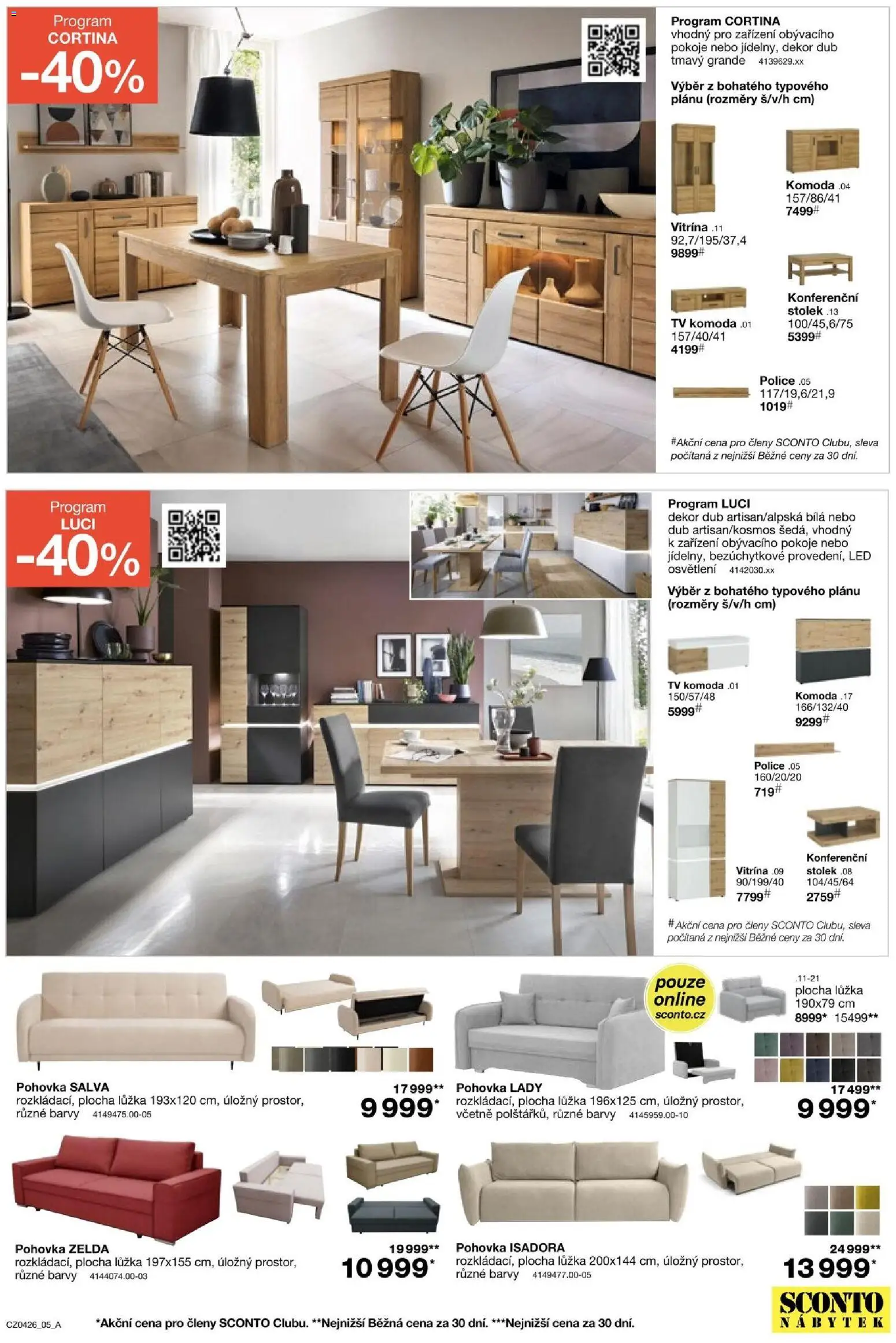 Sconto nábytek leták od 04.03.2026 | Strana: 5 | Produkty: Komoda, Pohovka, Police, LED