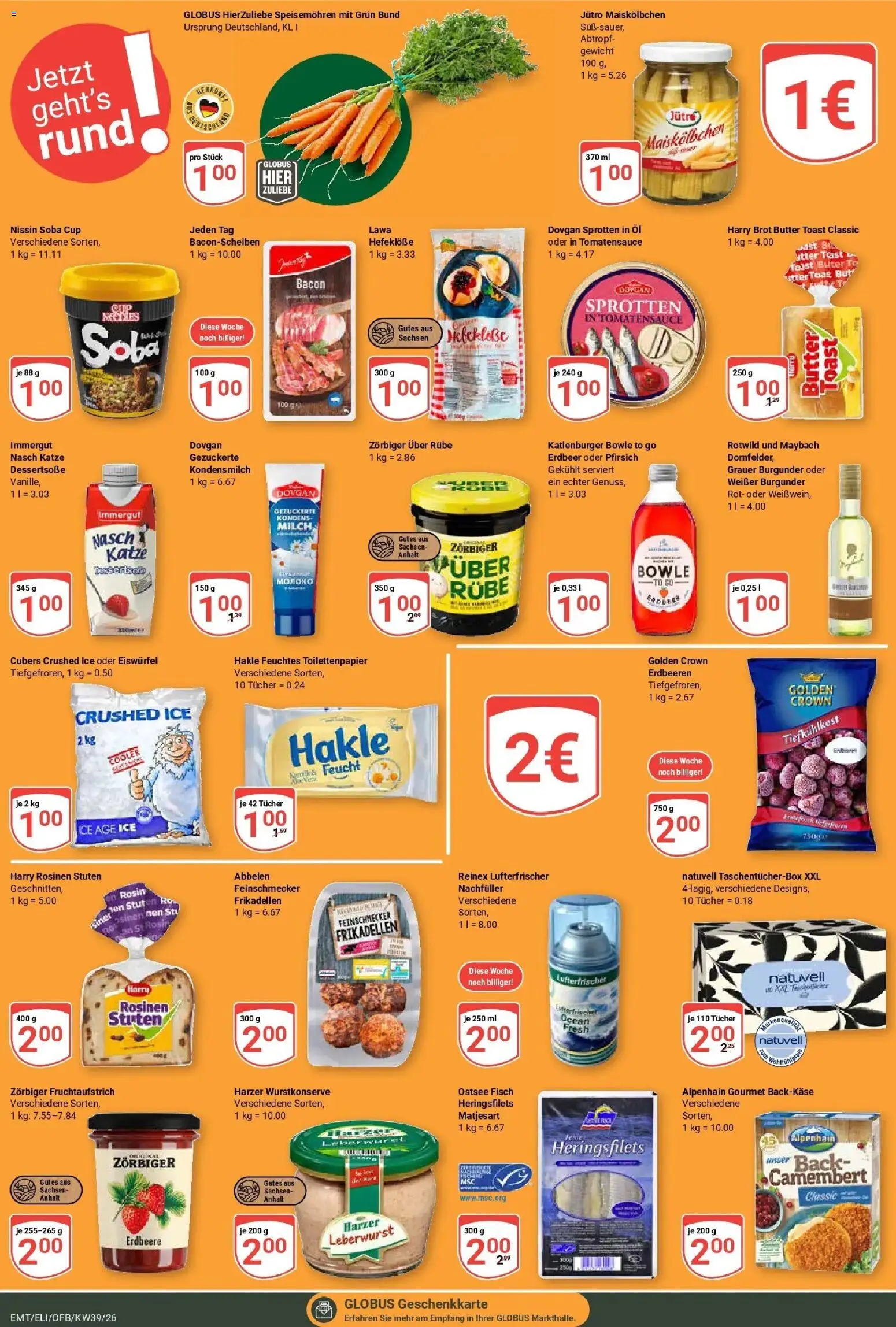 Globus Prospekt Mittelhausen (ab 21.09.2026) » Angebote online | Seite: 25 | Produkte: Gewicht, Butter, Kondensmilch, Brot