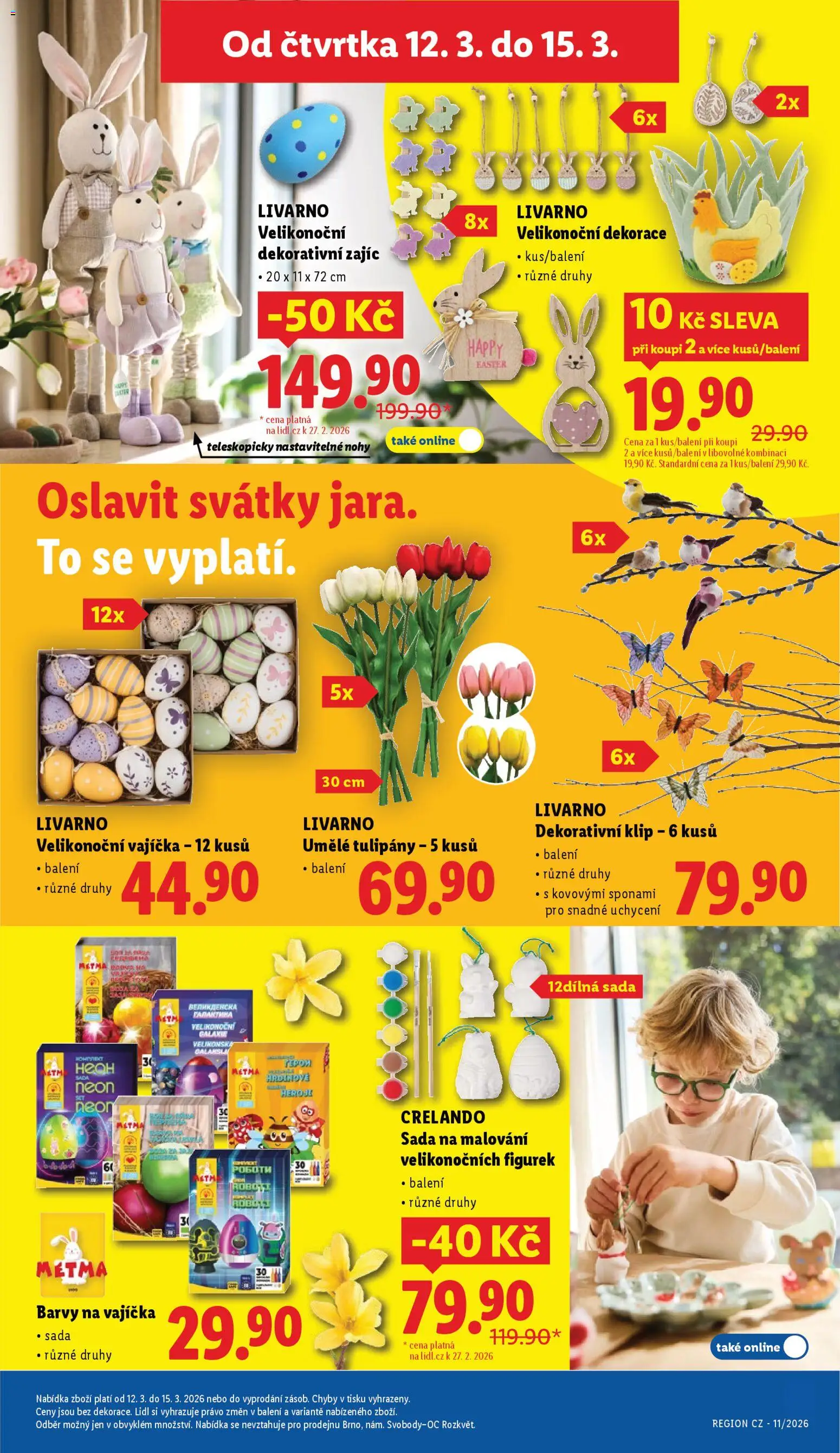 Lidl leták od 12.03.2026 | Strana: 33 | Produkty: Vajíčka, Barvy na vajíčka, Umělé tulipány, Tulipány