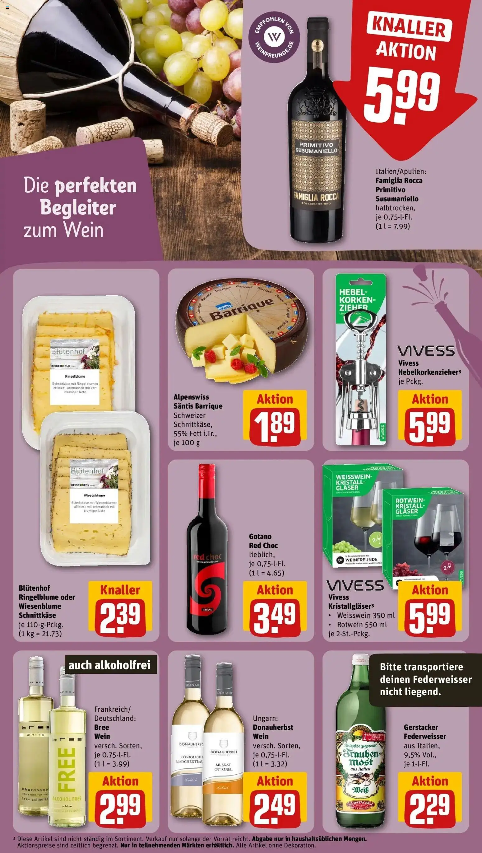 REWE Prospekt ab 31.08.2026 zum Blättern » Angebote | Seite: 19 | Produkte: Weißwein, Rotwein, Bree, Wein
