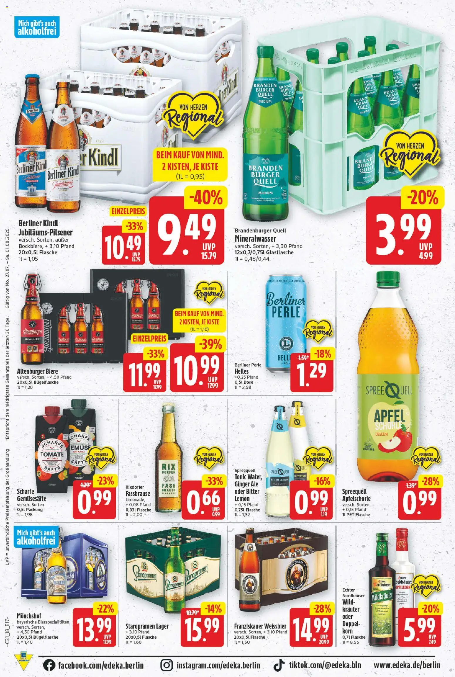 E center Prospekt – gültig ab 27.07.2026 | Seite: 18 | Produkte: Berliner, Franziskaner, Chili, Fassbrause