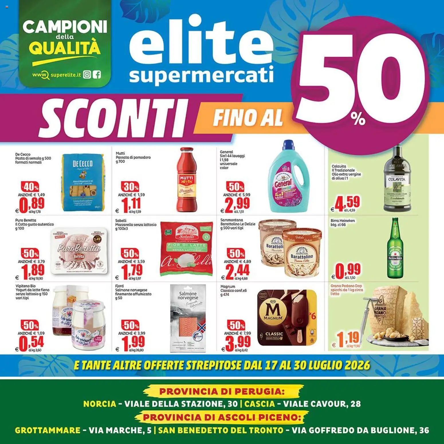 Volantino Elite Supermercati del 17/07/2026 | Pagina: 1 | Prodotti: Yogurt, Birra, Mozzarella, Passata di pomodoro