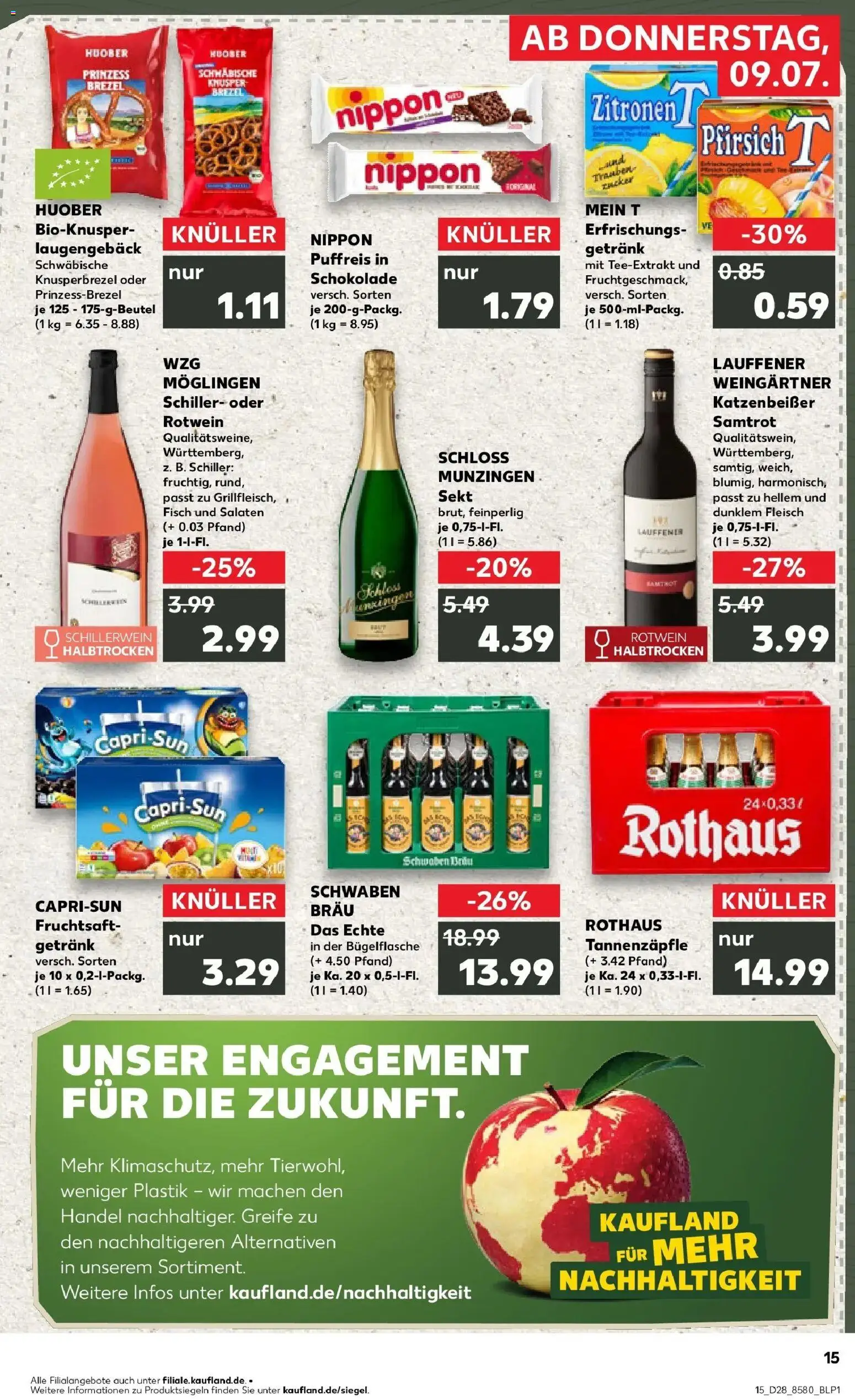 Kaufland Prospekt Waldshut-Tiengen – gültig ab 09.07.2026 | Seite: 15 | Produkte: Sekt, Fisch, Pfirsich, Zitronen