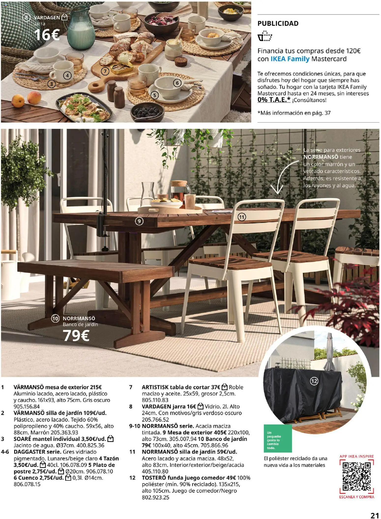 IKEA - Muebles de exterior │ válido desde el 01/09/2026 | Página: 21 | Productos: Postre, Funda, Mesa, Silla