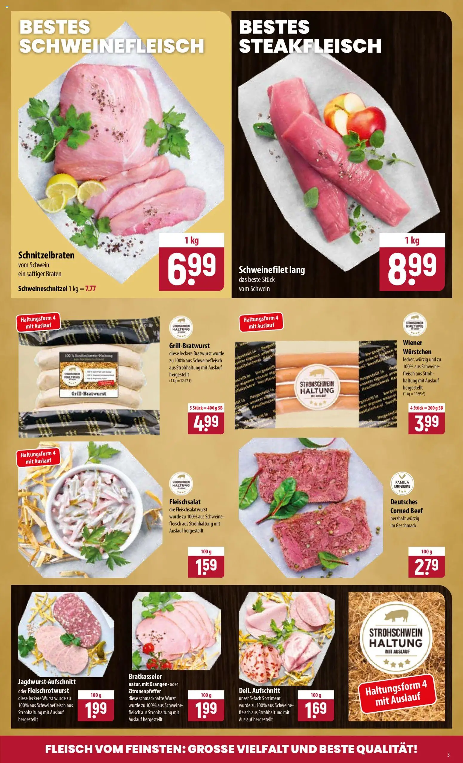 Famila Prospekt – gültig ab 31.08.2026 | Seite: 3 | Produkte: Bratwurst, Schweinefilet, Wurst, Fleisch
