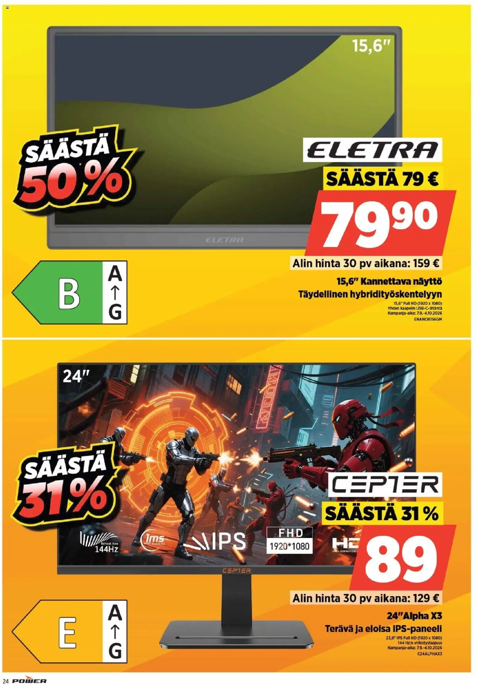 Power tarjoukset – voimassa 21/09/2026 alkaen | Sivu: 24 | Tuotteet: Näyttö