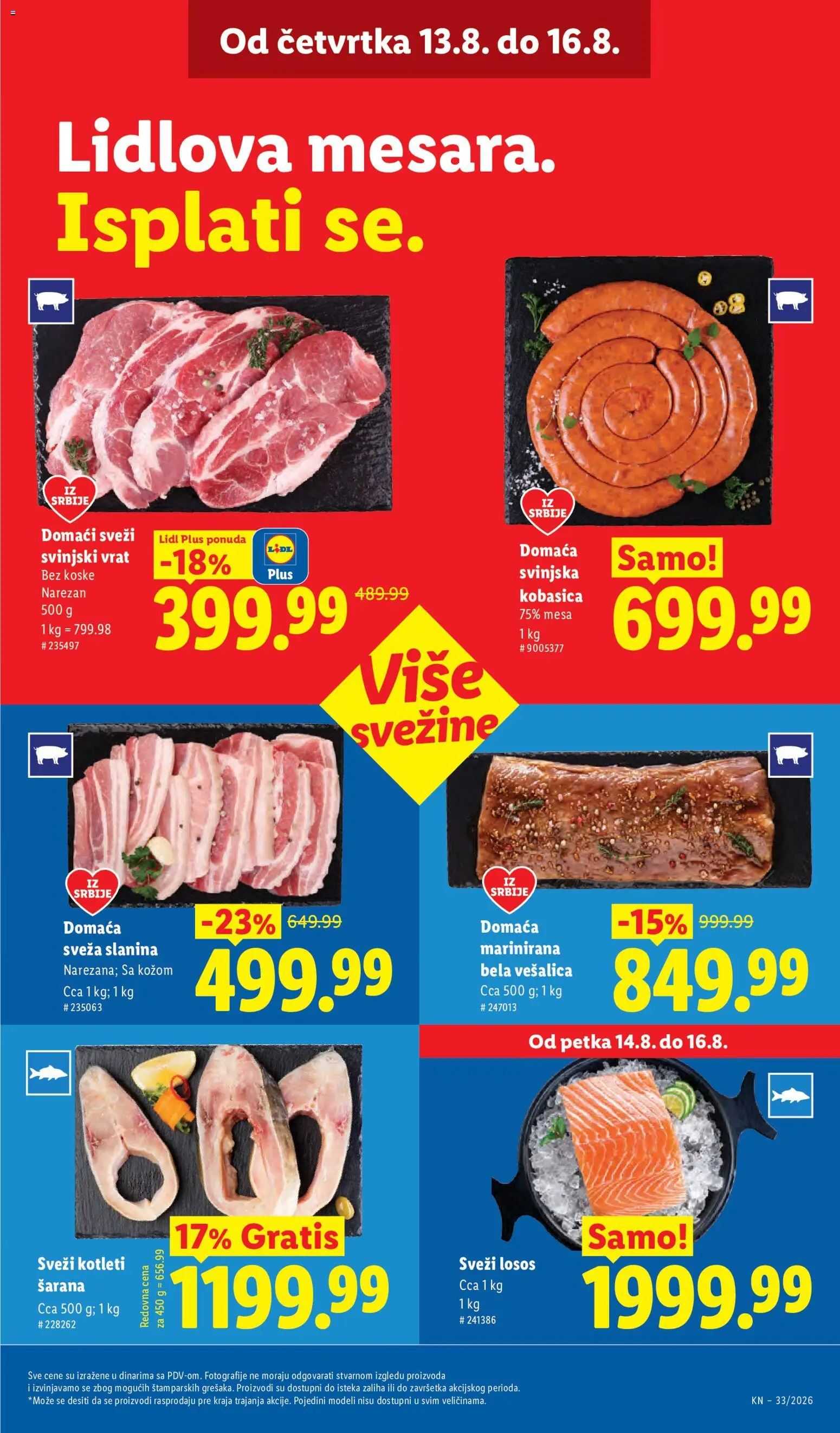 Lidl katalog - važi od 13.08.2026 | Strana: 23 | Proizvode: Losos, Vrat, Slanina, Kobasica
