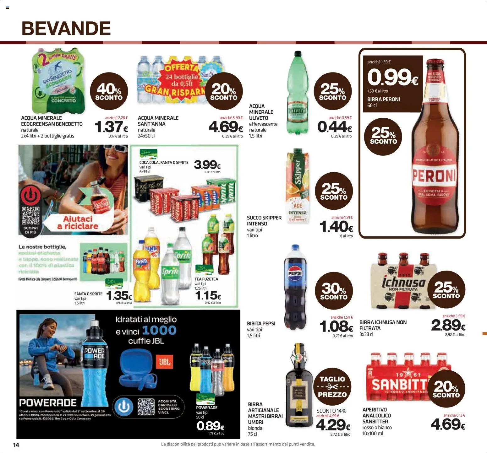 Volantino Superconti del 08/10/2026 | Pagina: 14 | Prodotti: Succo, Bevande, Taglio, Birra Ichnusa