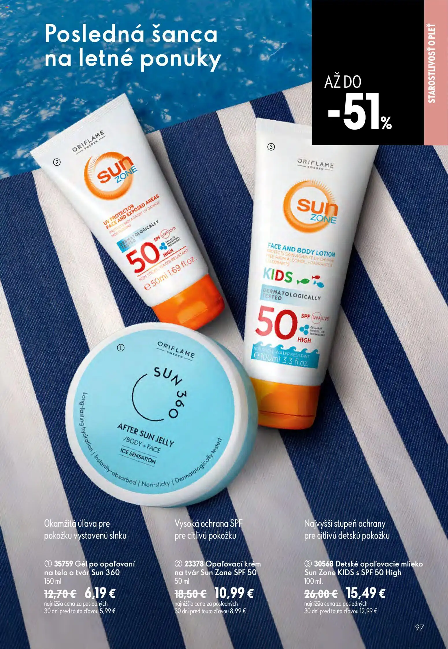Nové Oriflame akcie – leták je platný od 29.07.2026 | Strana: 97 | Produkty: Mlieko, Opaľovací krém, Krém