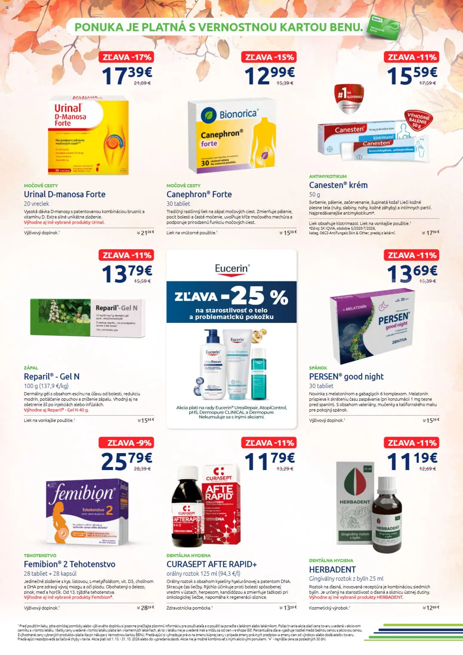 Nové BENU Lekáreň akcie – leták je platný od 01.10.2026 | Strana: 9 | Produkty: Krém, Med, Eucerin