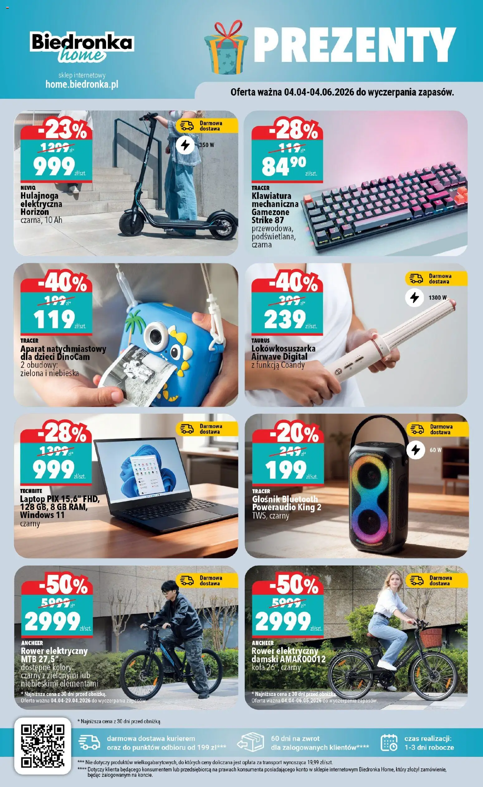 Biedronka gazetka - Home od 04.04.2026 | Strona: 2 | Produkty: Laptop, Głośnik, Rower, Hulajnoga elektryczna