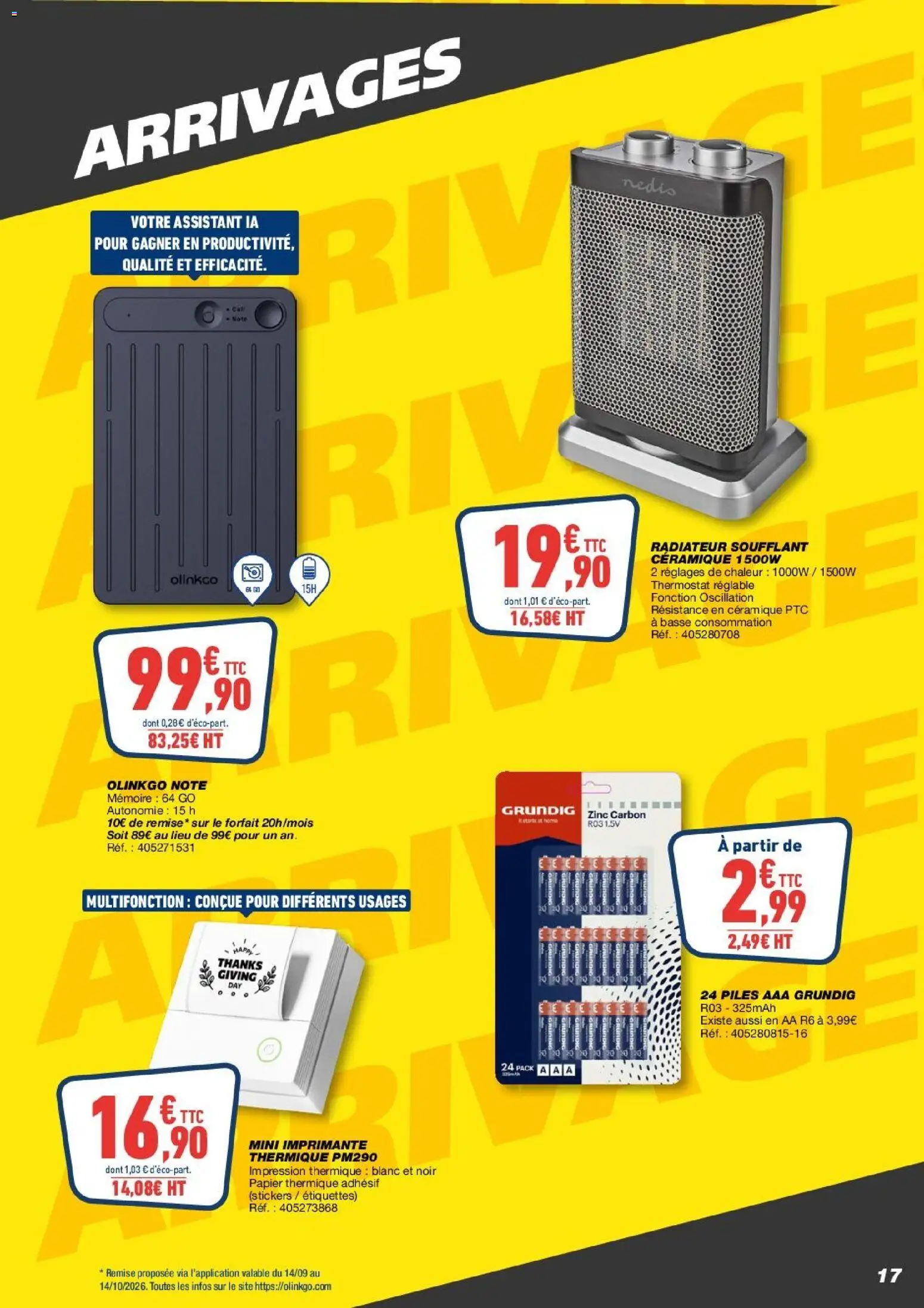 {H1} | Page: 17 | Produits: Imprimante, Radiateur, Radiateur soufflant céramique, Piles