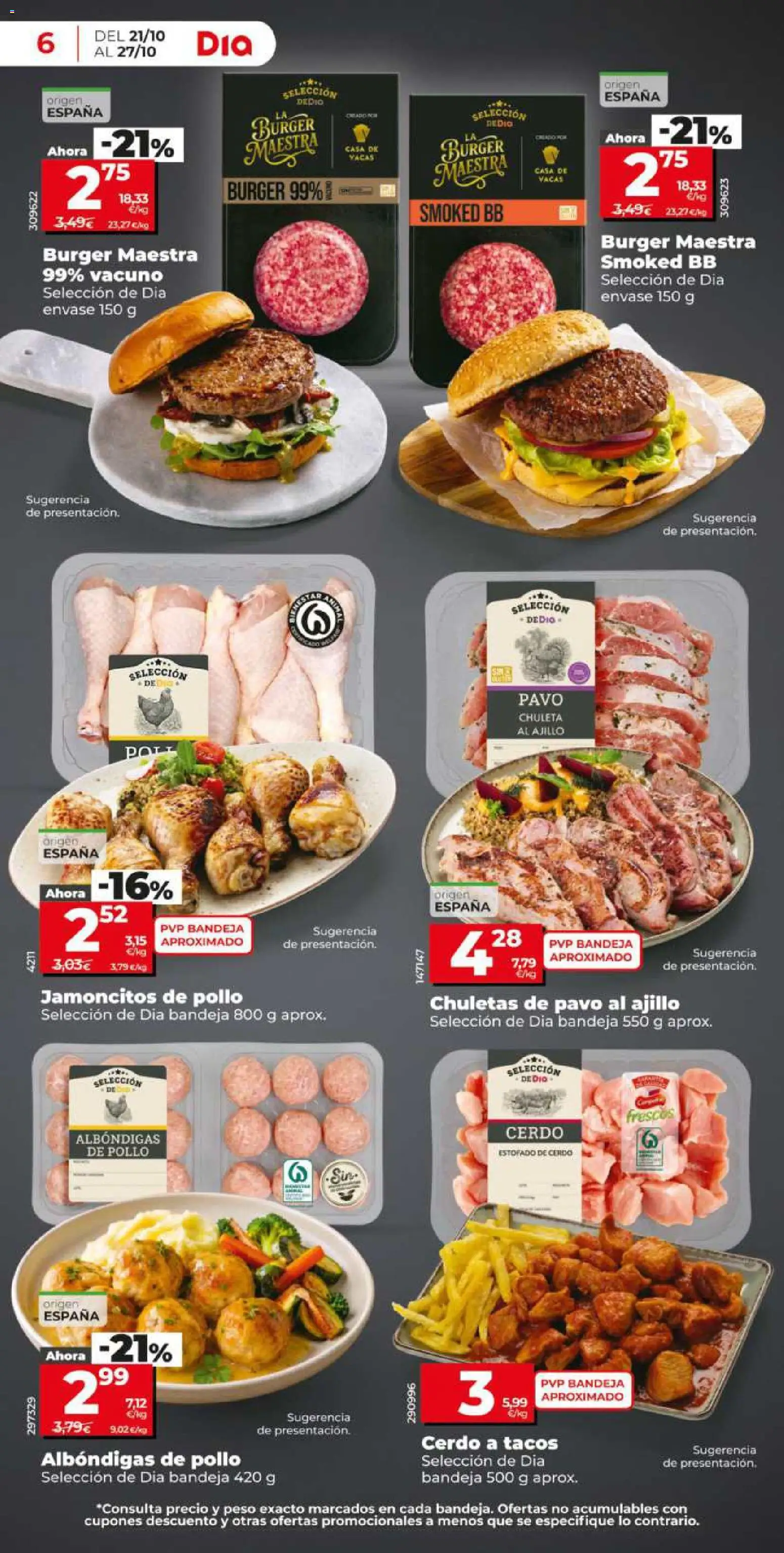 Dia - folleto │ válido desde el 21/10/2026 | Página: 6 | Productos: Chuletas de pavo, Peso, Pollo, Pavo