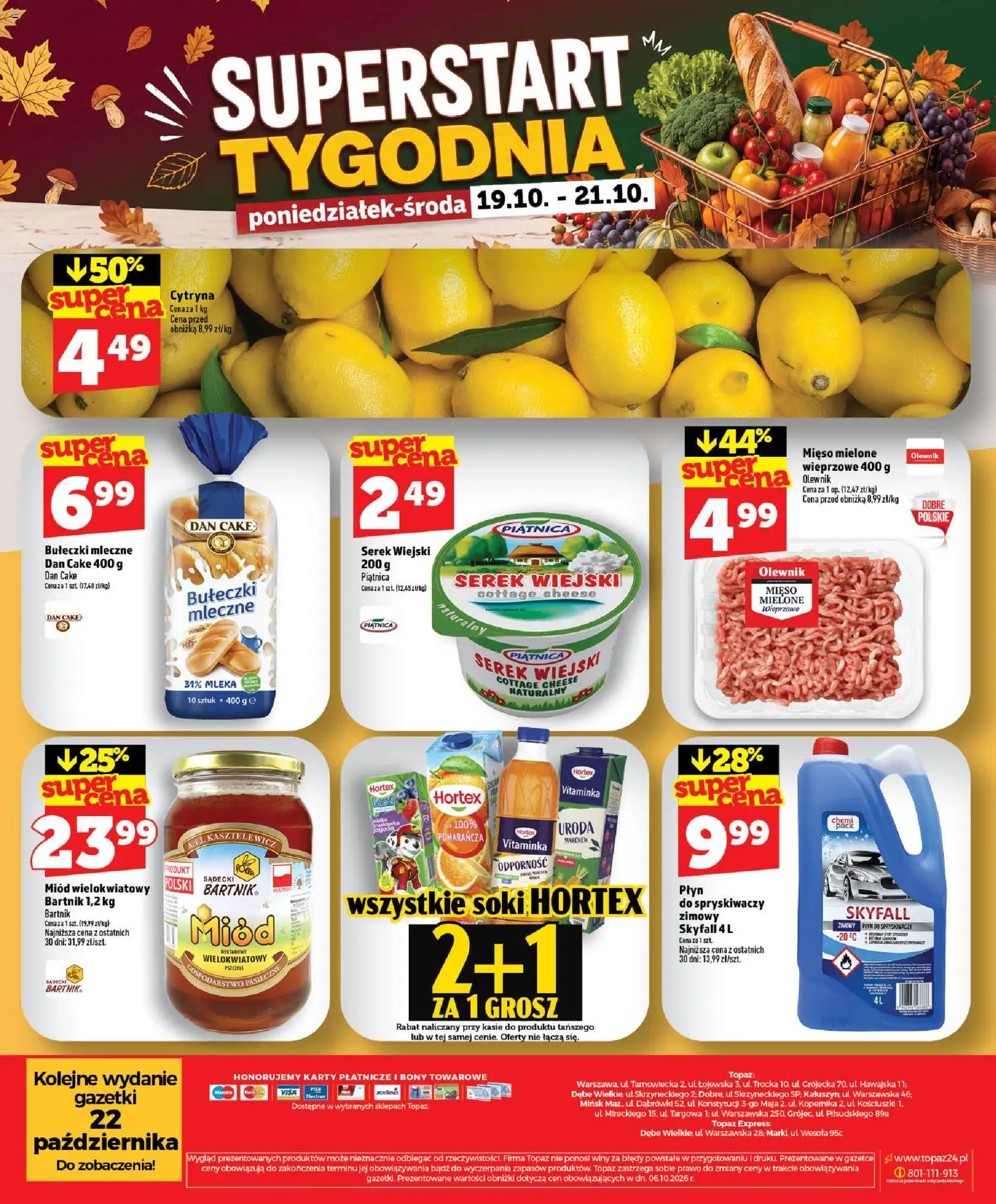 Topaz gazetka - MAZ od 15.10.2026 | Strona: 60 | Produkty: Mięso mielone, Miód wielokwiatowy, Serek wiejski, Mięso wieprzowe