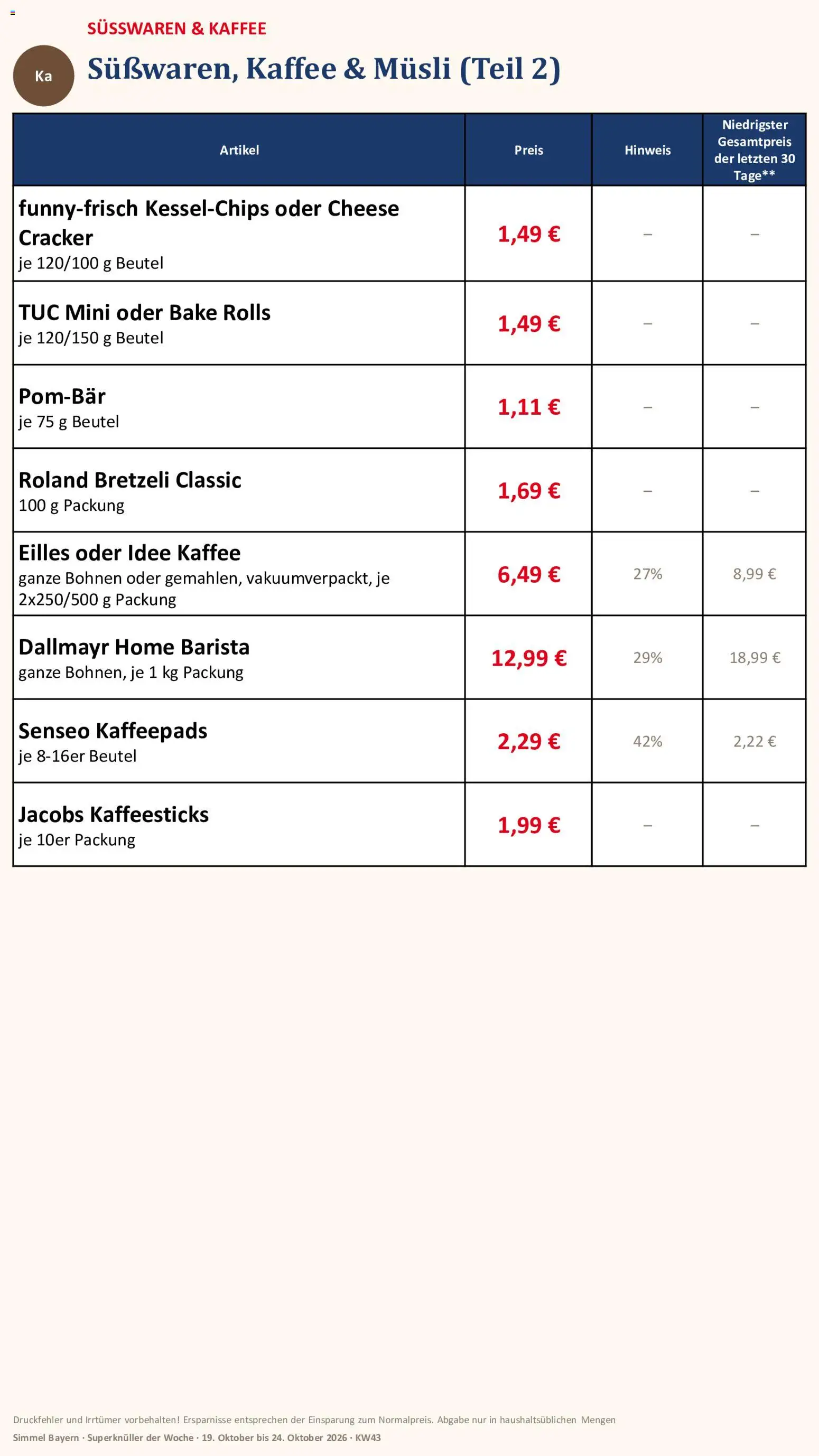Simmel Bayern – gültig ab 19.10.2026 | Seite: 12 | Produkte: Idee kaffee, Kaffee, Dallmayr, Senseo kaffeepads