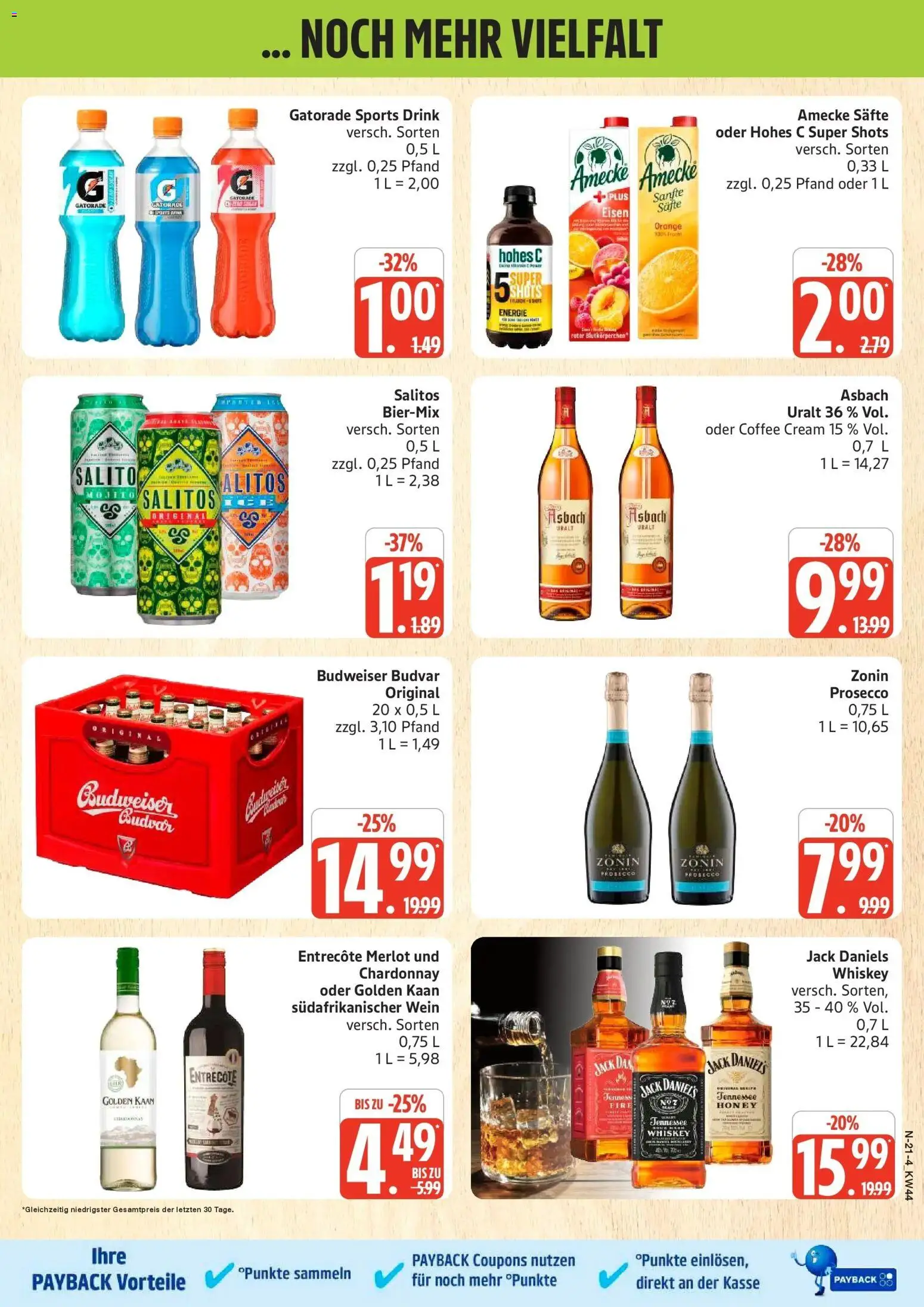 Edeka Prospekt Rostock (ab 26.10.2026) » Angebote Online | Seite: 21 | Produkte: Merlot, Jack Daniel's, Budweiser, Wein