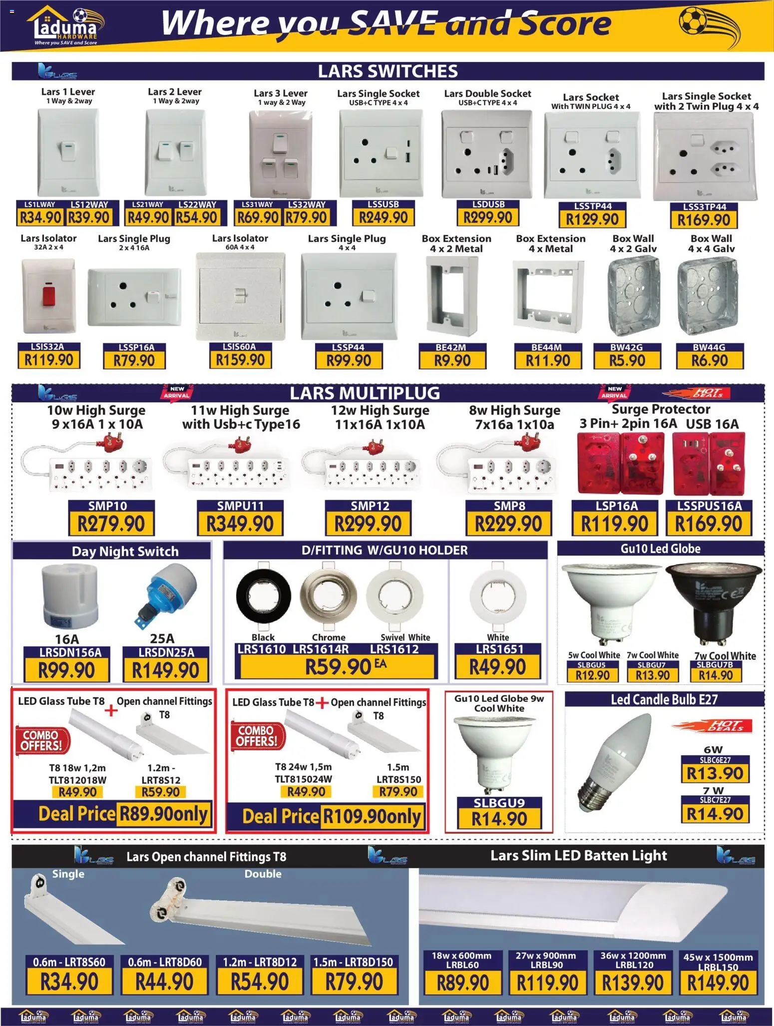 New Laduma Hardware catalogue – valid from 01.02.2026 | Page: 3 | Products: USB, Surge protector, Box, Light
