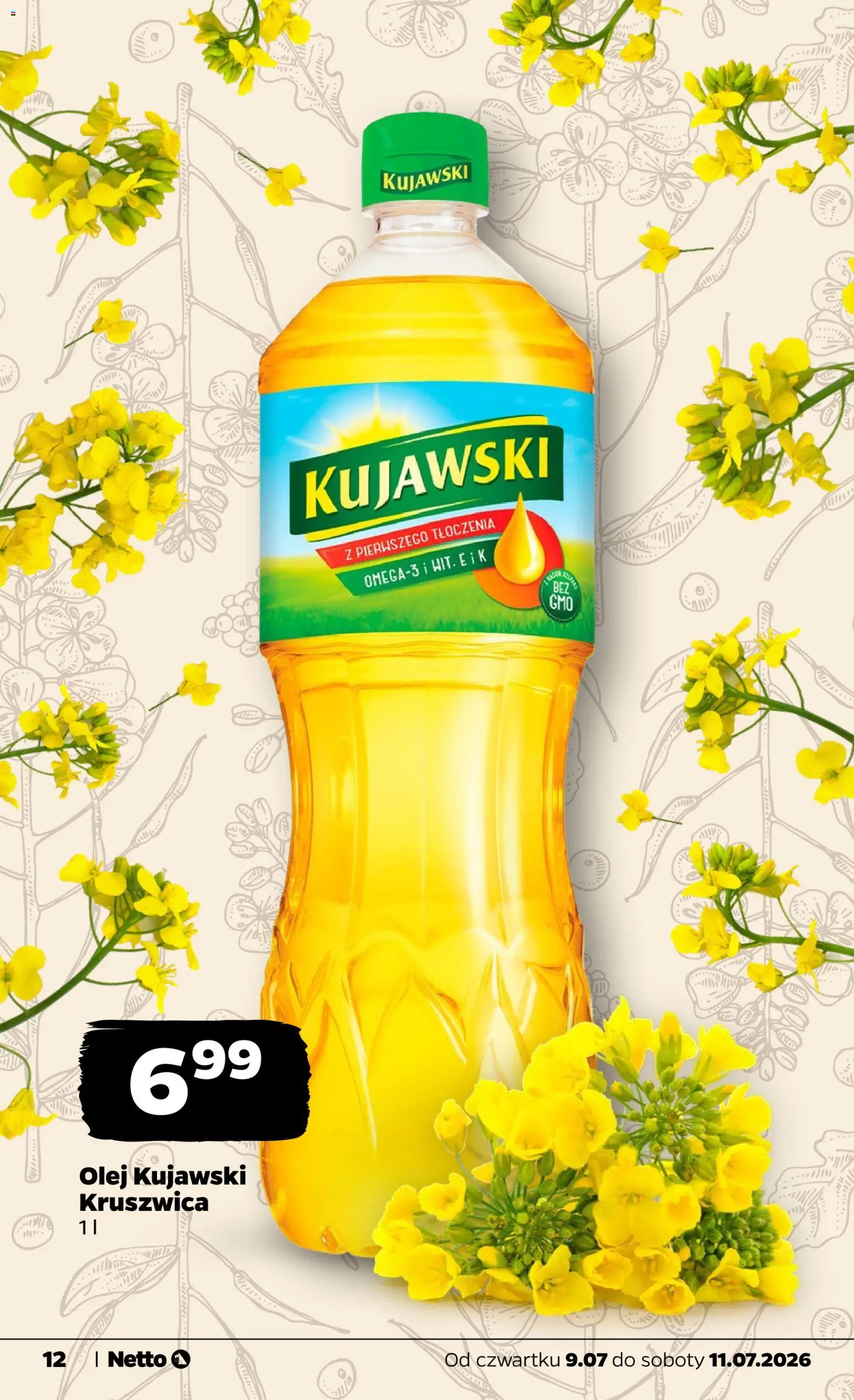 Netto gazetka od czwartku spożywcza od 09.07.2026 | Strona: 12 | Produkty: Olej kujawski, Olej