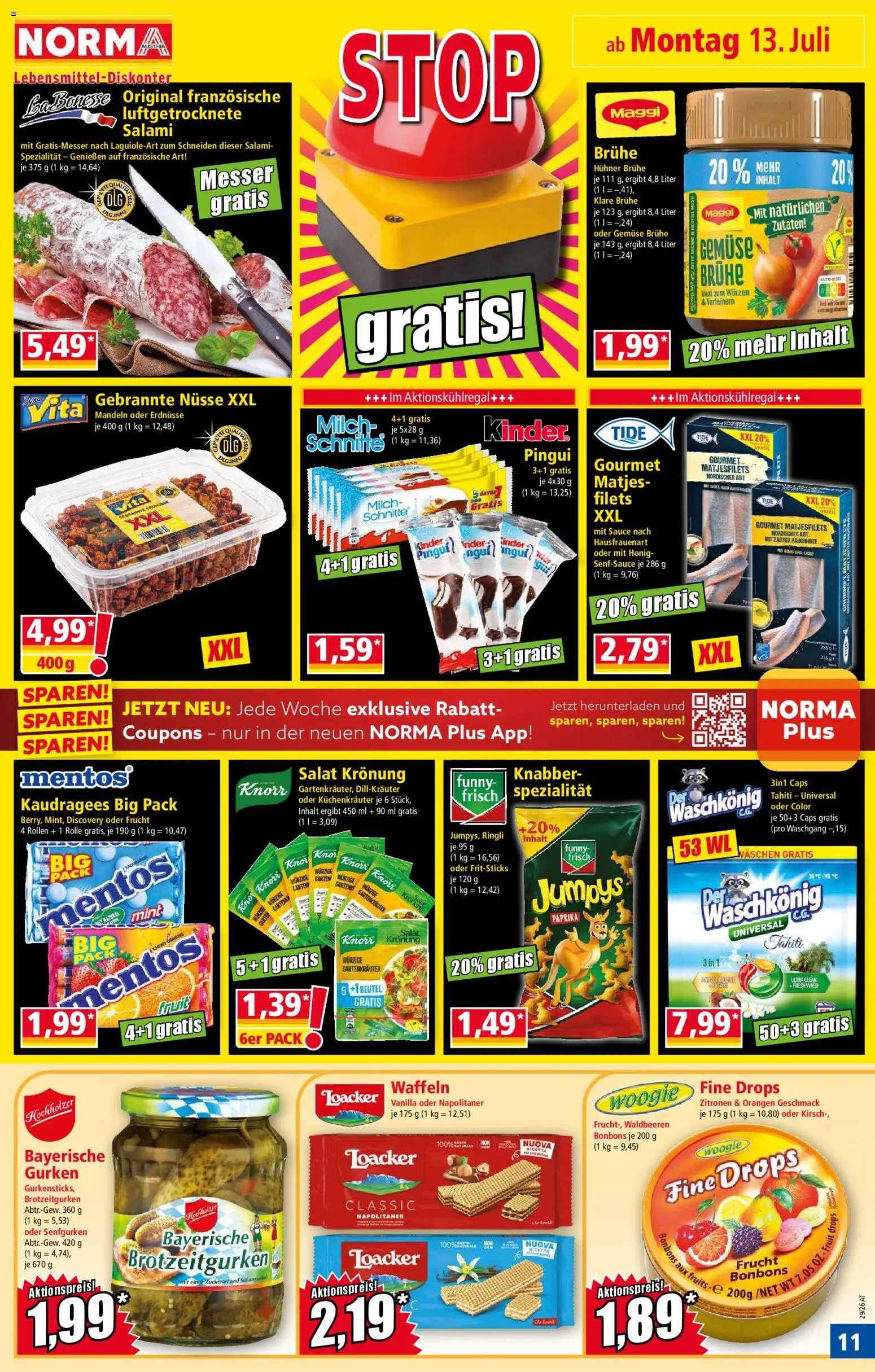 Norma Flugblatt gültig ab 13.07.2026 | Seite: 11 | Produkte: Nüsse, Gemüse, Milch, Orangen