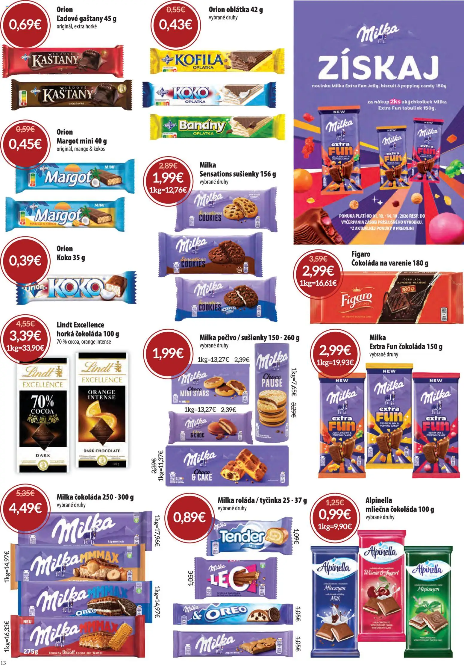 Nové Nitrazdroj akcie – leták je platný od 01.10.2026 | Strana: 13 | Produkty: Gaštany, Jogurt, Banány, Oreo