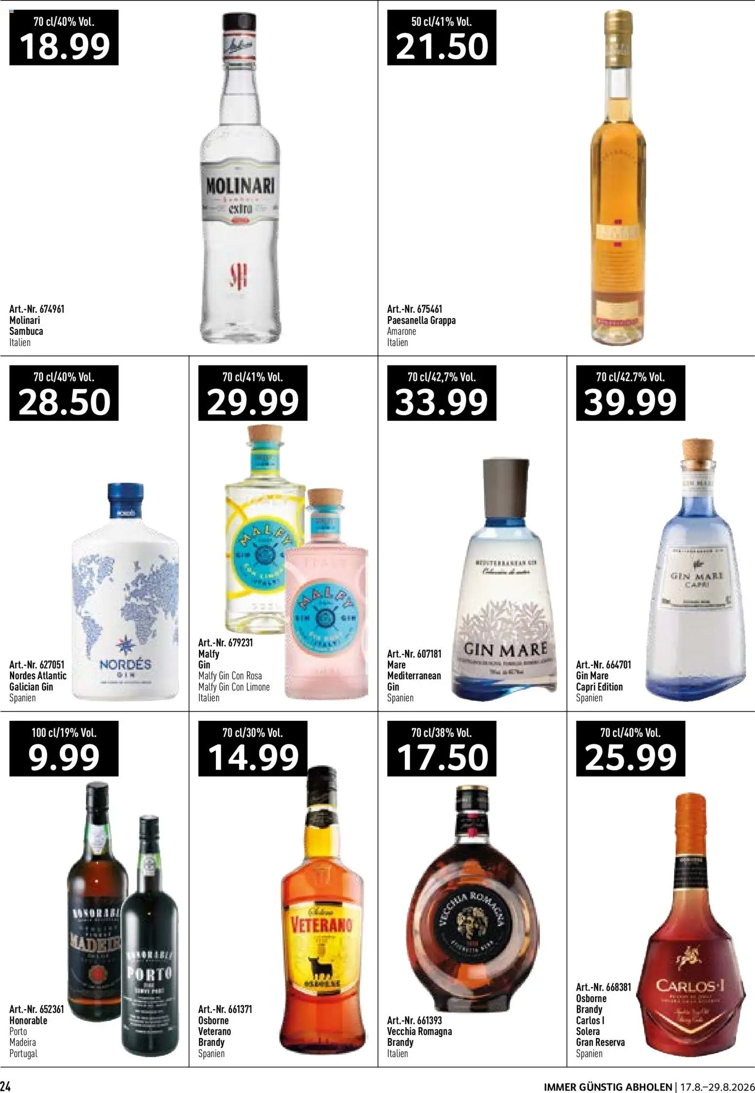 Prodega aktionen Ciao Hola Ola – gültig ab 17.08.2026 | Seite: 24 | Produkte: Malfy Gin, Gin