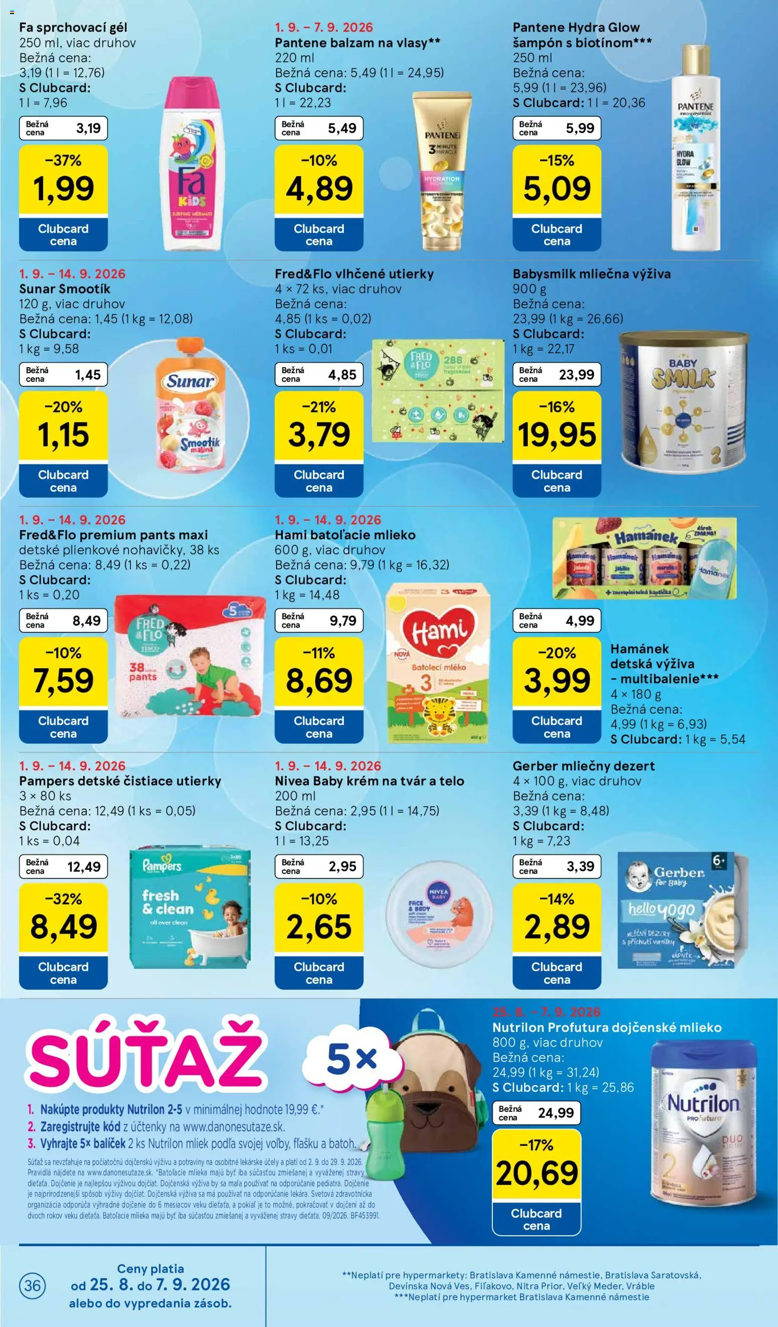 Nové Tesco akcie – leták je platný od 02.09.2026 | Strana: 36 | Produkty: Mlieko, Krém, Dezert, Dojčenské mlieko