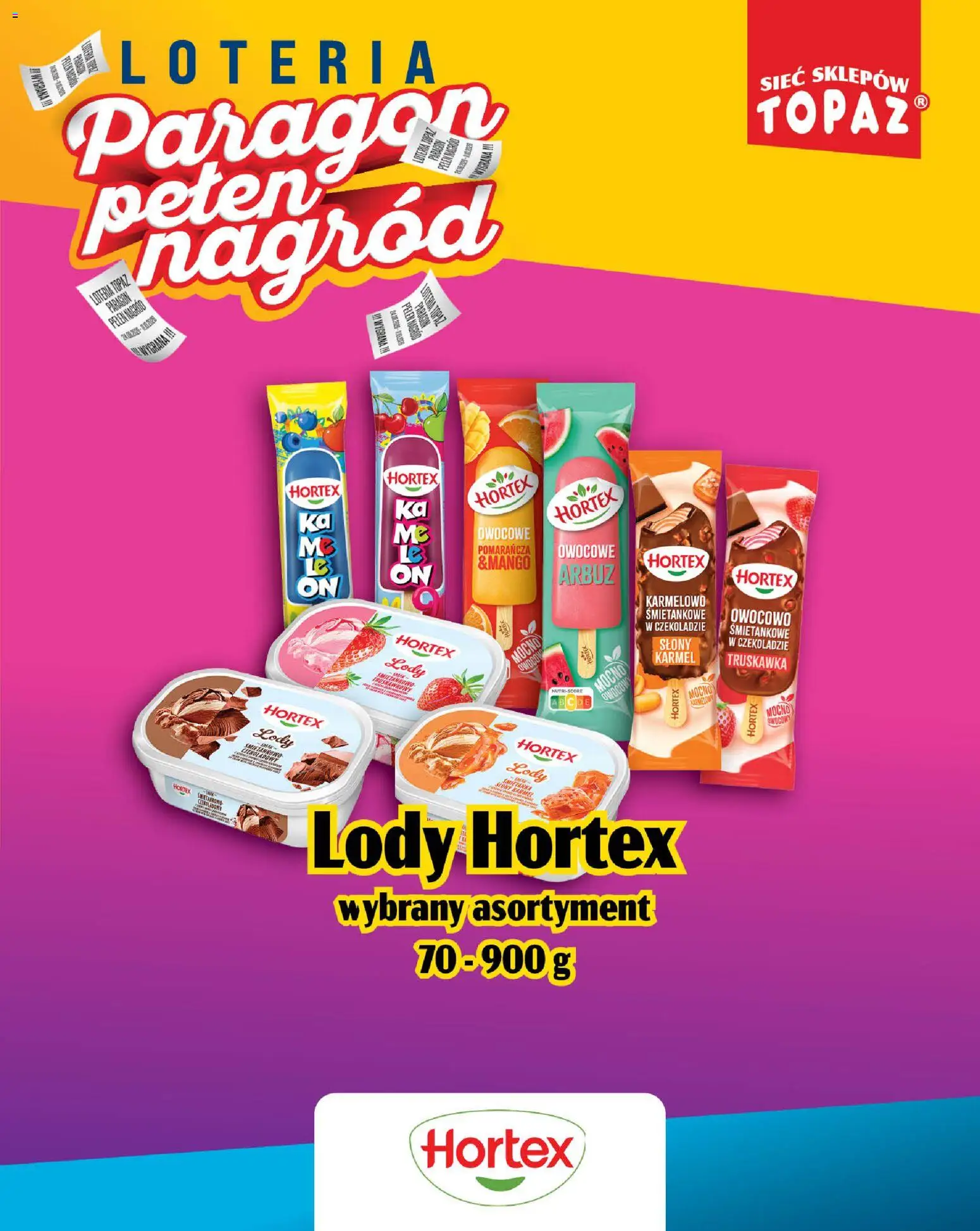 Topaz gazetka - Loteria Paragonowa od 24.08.2026 | Strona: 63 | Produkty: Arbuz, Lody