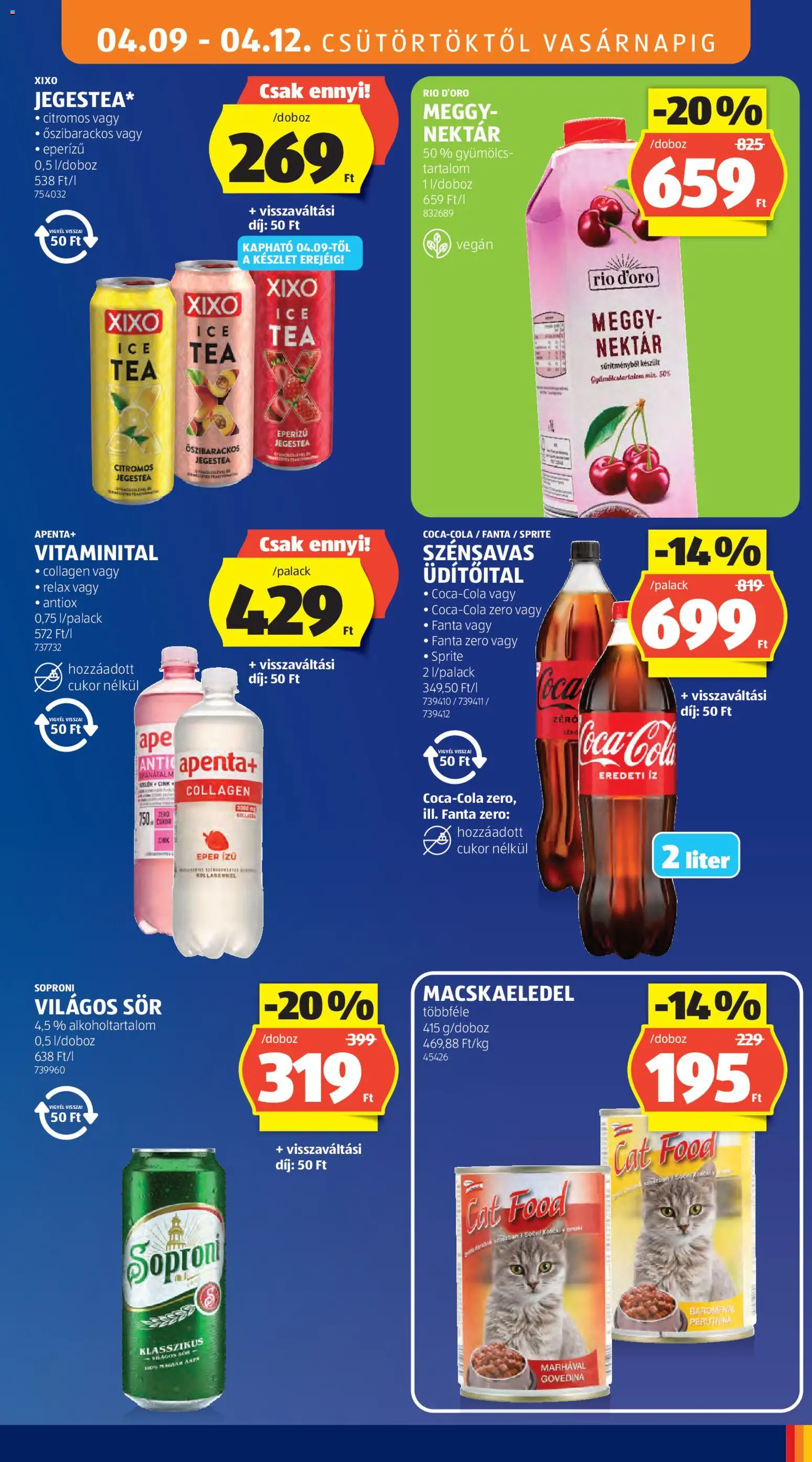 Aldi akciós ujság - amely érvényes a következő dátumtól: 09.04.2026 | Oldal: 17 | Termékek: Macskaeledel, Sör, Tea, Vegán
