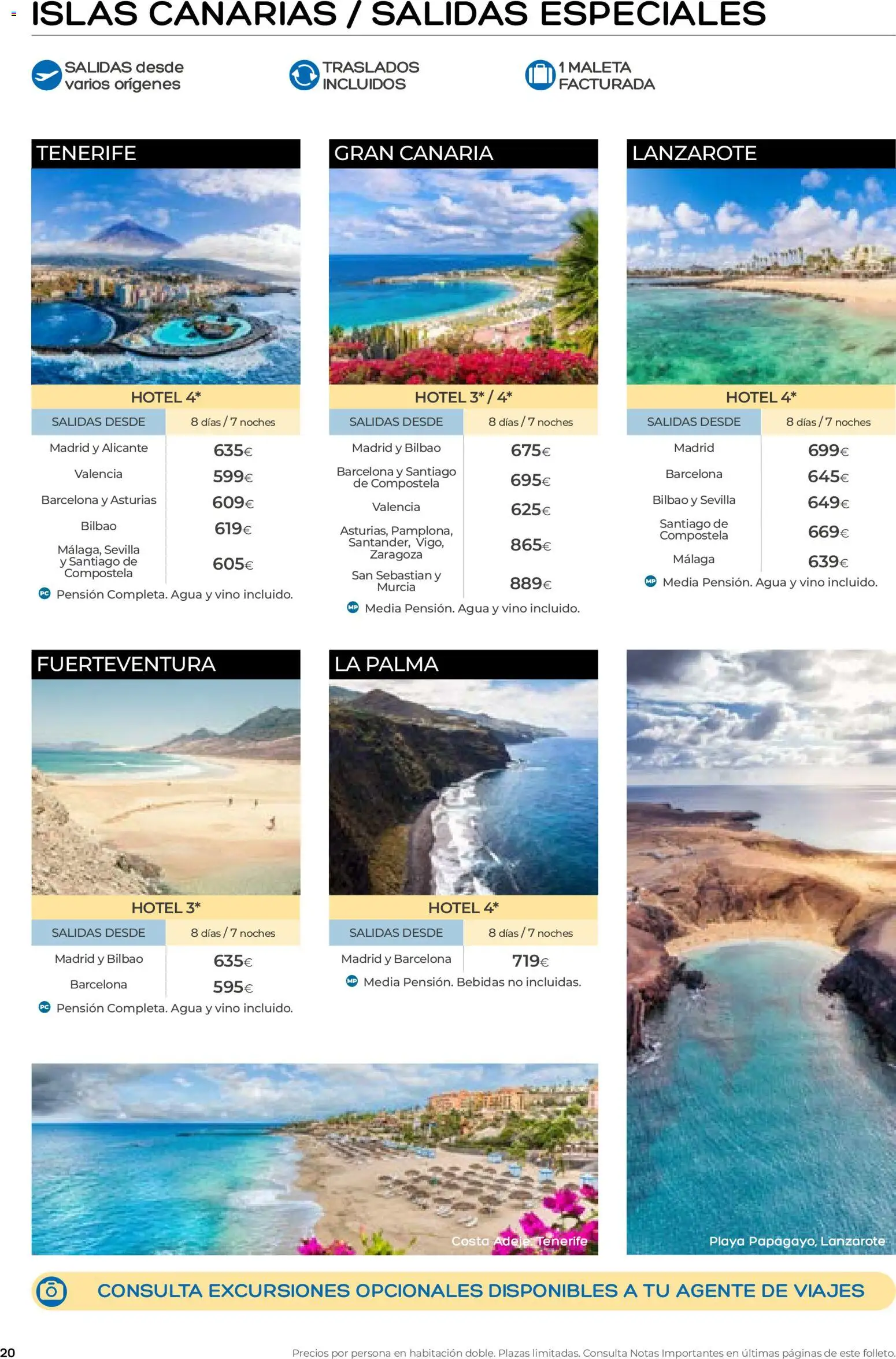 Viajes El Corte Inglés folleto Destinos Otoño y Primavera │ válido desde el 01/07/2026 | Página: 20 | Productos: Maleta, PC, Bebidas, Agua