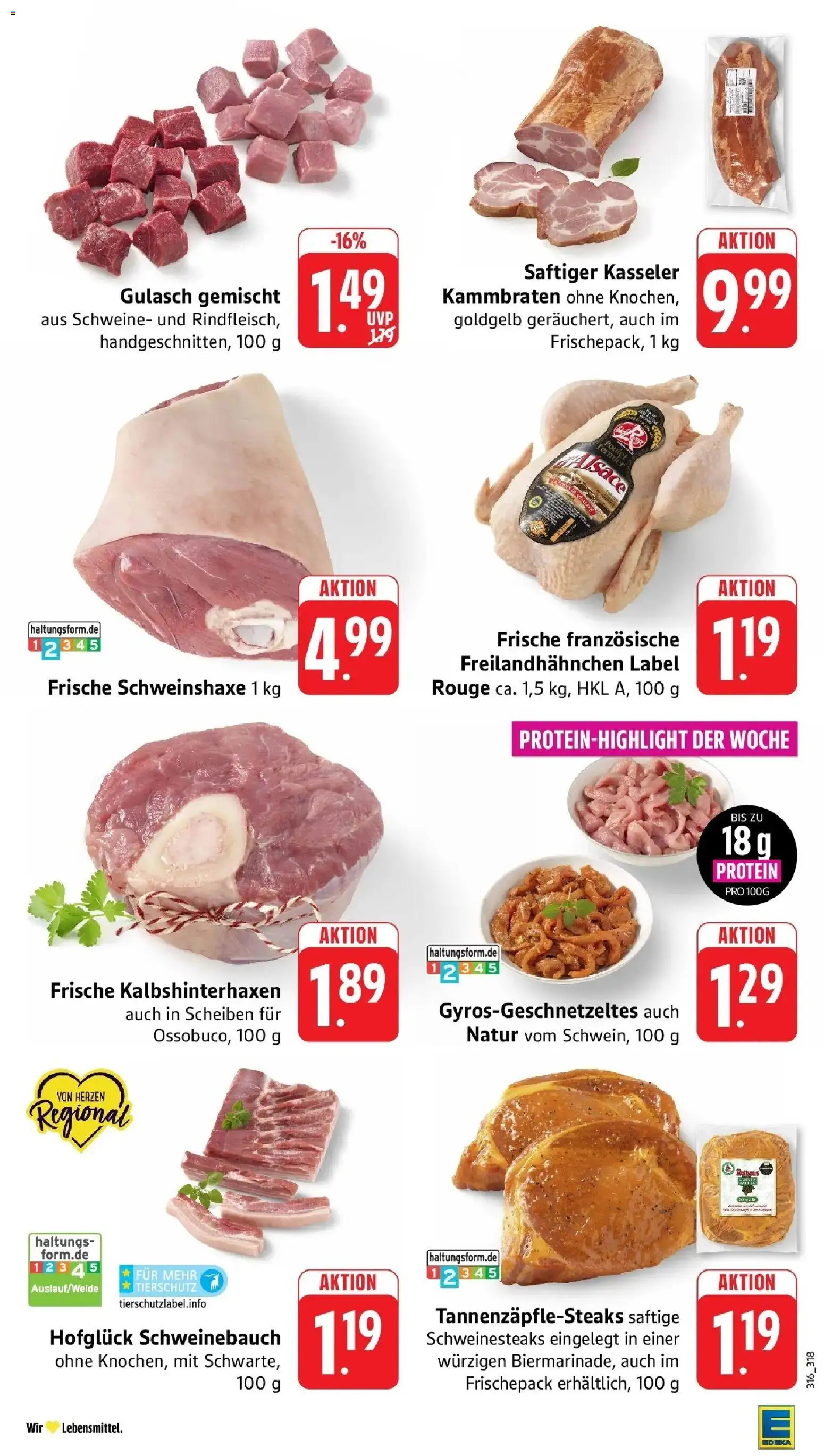 Edeka Prospekt Möglingen (ab 14.09.2026) » Angebote Online | Seite: 4 | Produkte: Schweinebauch, Rouge, Gulasch, Steak