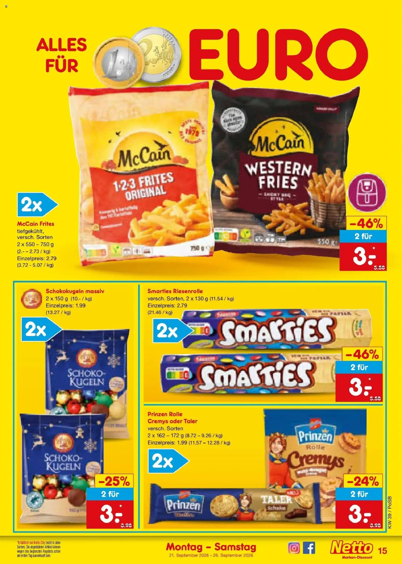 Netto Marken-Discount Prospekt Amberg – gültig ab 21.09.2026 | Seite: 23 | Produkte: Smarties, McCain