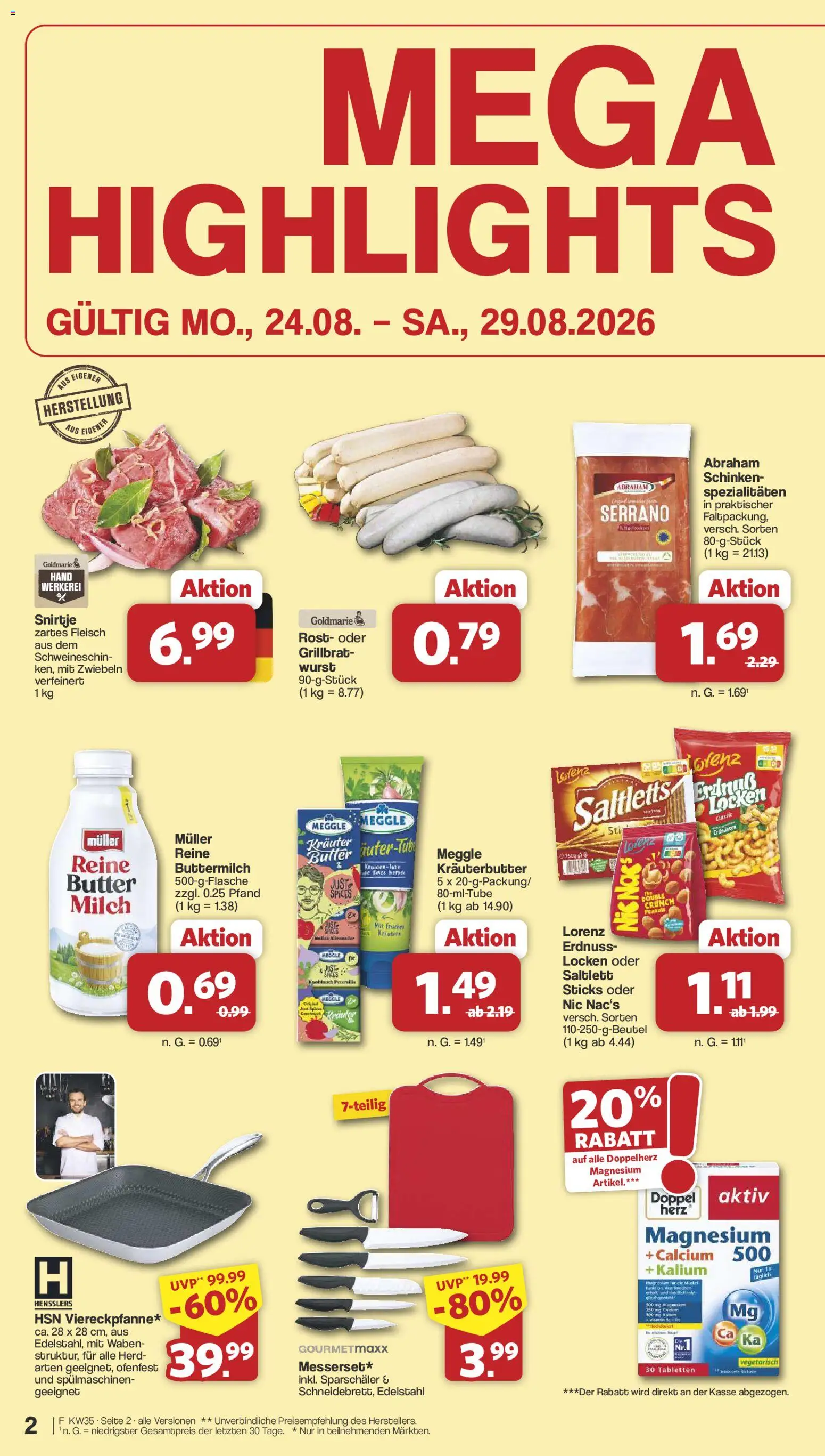 Famila Nordwest Prospekt – gültig ab 23.08.2026 | Seite: 2 | Produkte: Milch, Spezialitäten, Wurst, Knoblauch