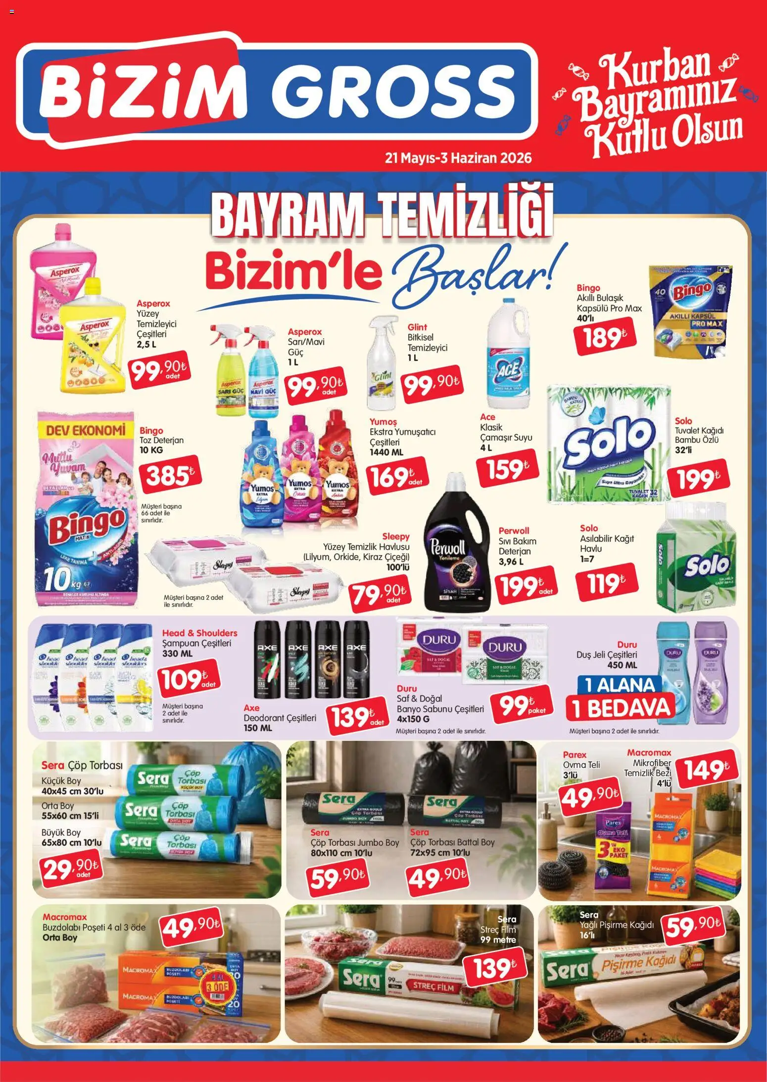 Bizim Toptan - Bizim Gross Fırsat Bülteni - 21.05.2026 tarihinden itibaren geçerlidir | Sayfa: 2 | Ürünler: Banyo, Şampuan, Yumuşatıcı, Kiraz