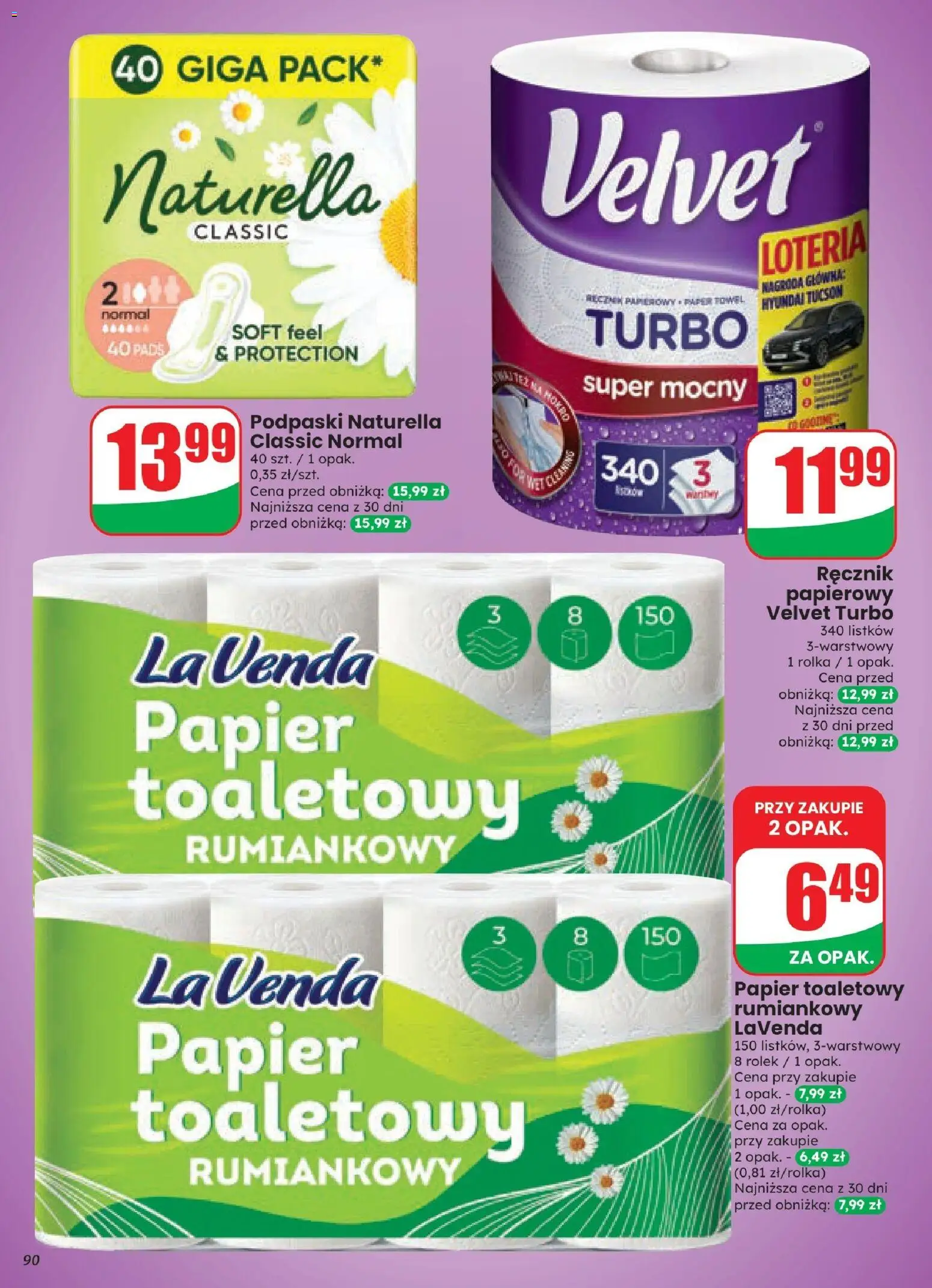 Dino gazetka od 21.10.2026 | Strona: 90 | Produkty: Papier toaletowy, Podpaski, Ręcznik papierowy