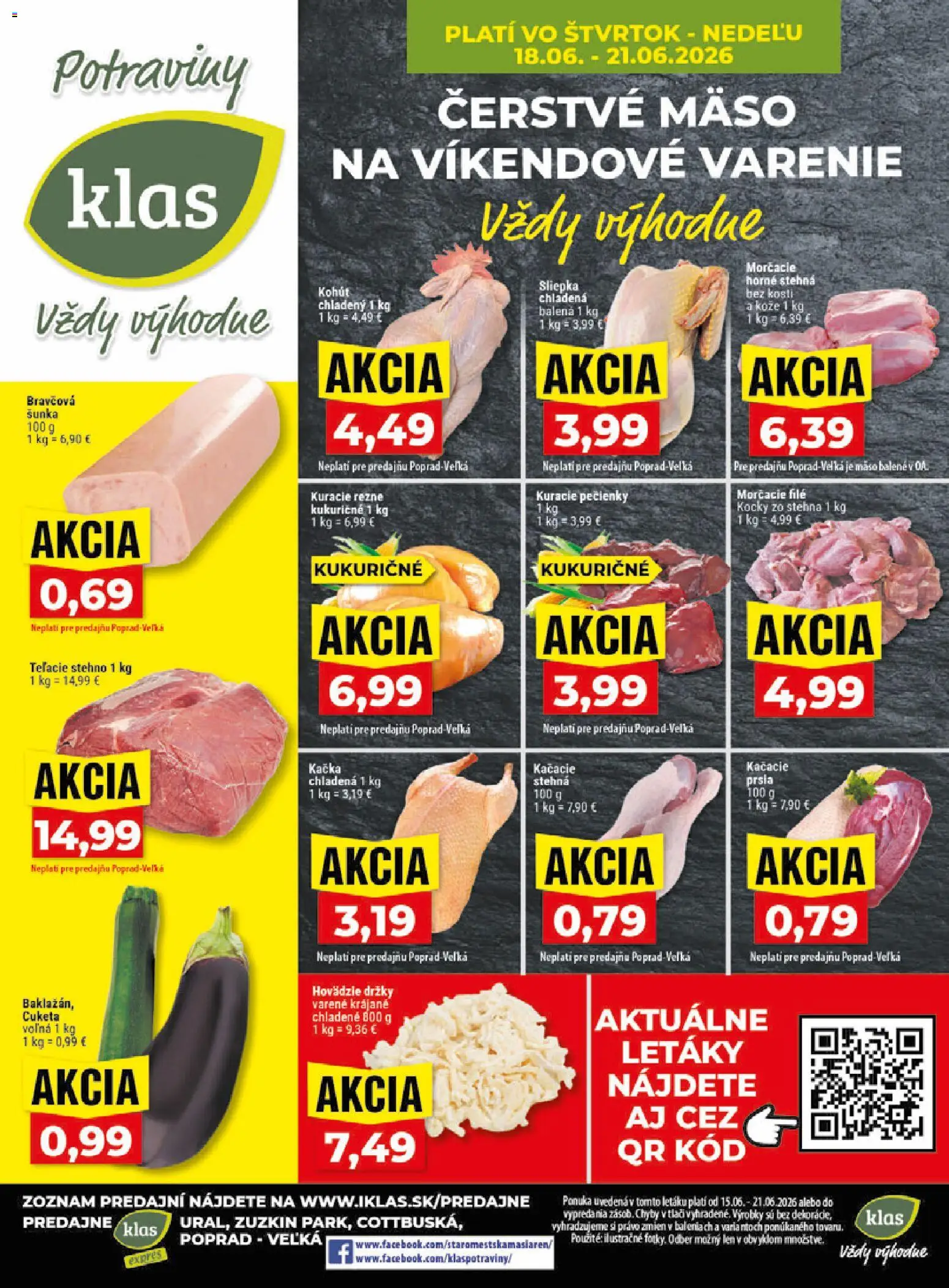 Nové Klas akcie – leták je platný od 15.06.2026 | Strana: 29 | Produkty: Šunka, Kuracie rezne, Kačka, Cuketa