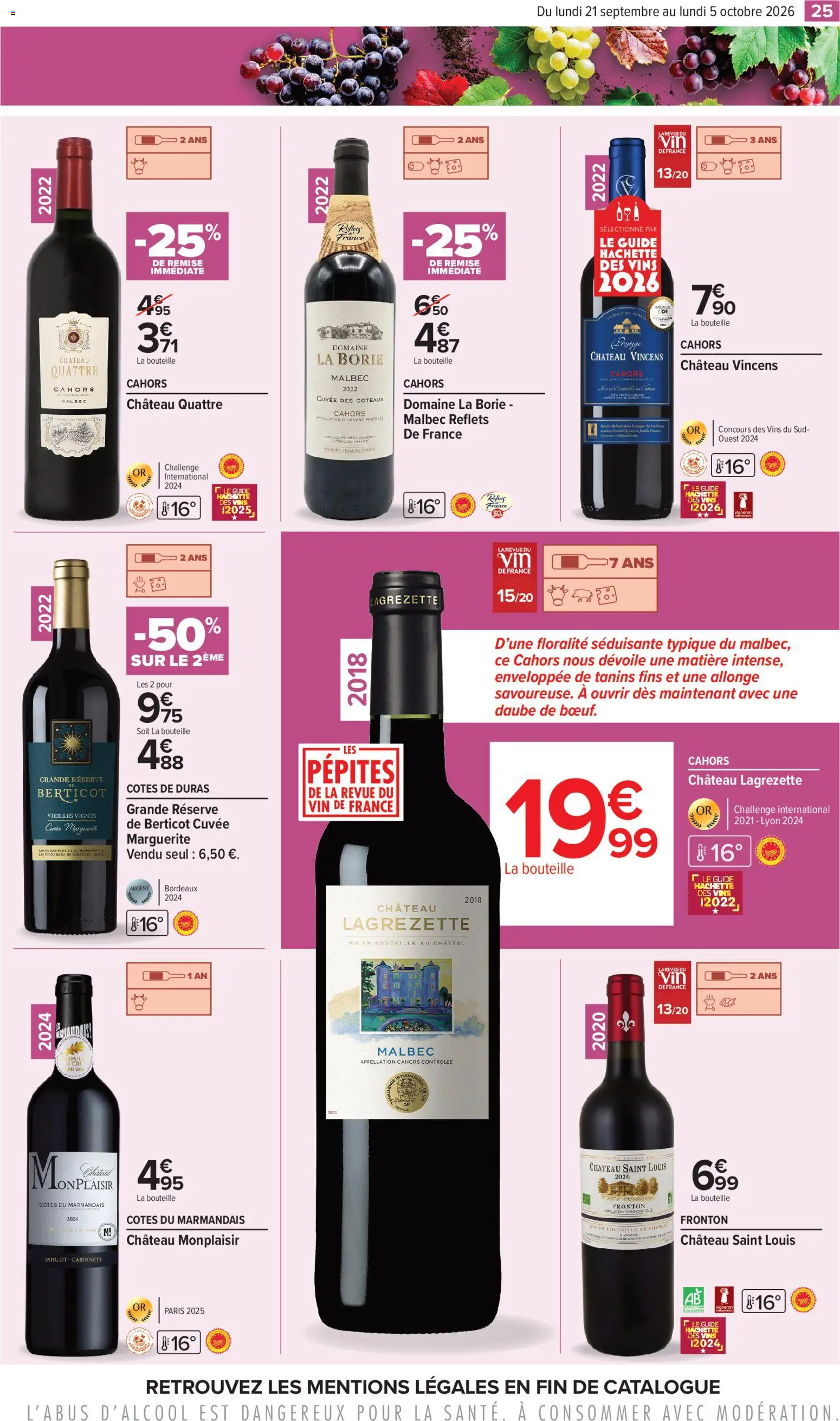 {H1} | Page: 25 | Produits: Cahors, Bouteille, Vin