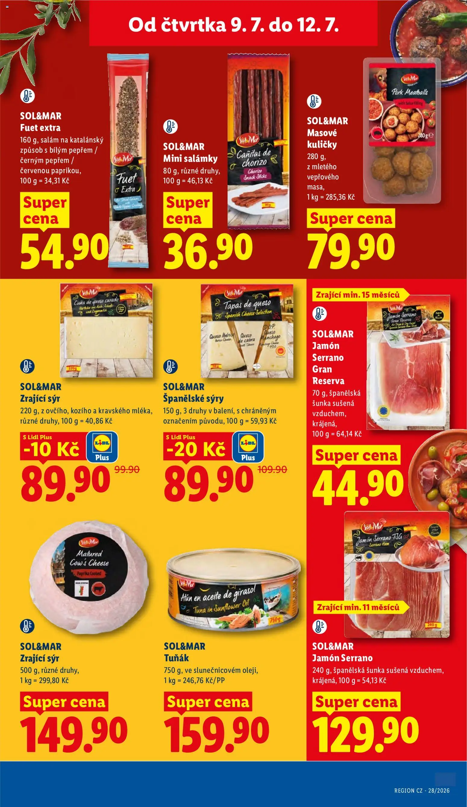 Lidl leták od 09.07.2026 | Strana: 17 | Produkty: Tuňák, Šunka, Paprika, Fuet