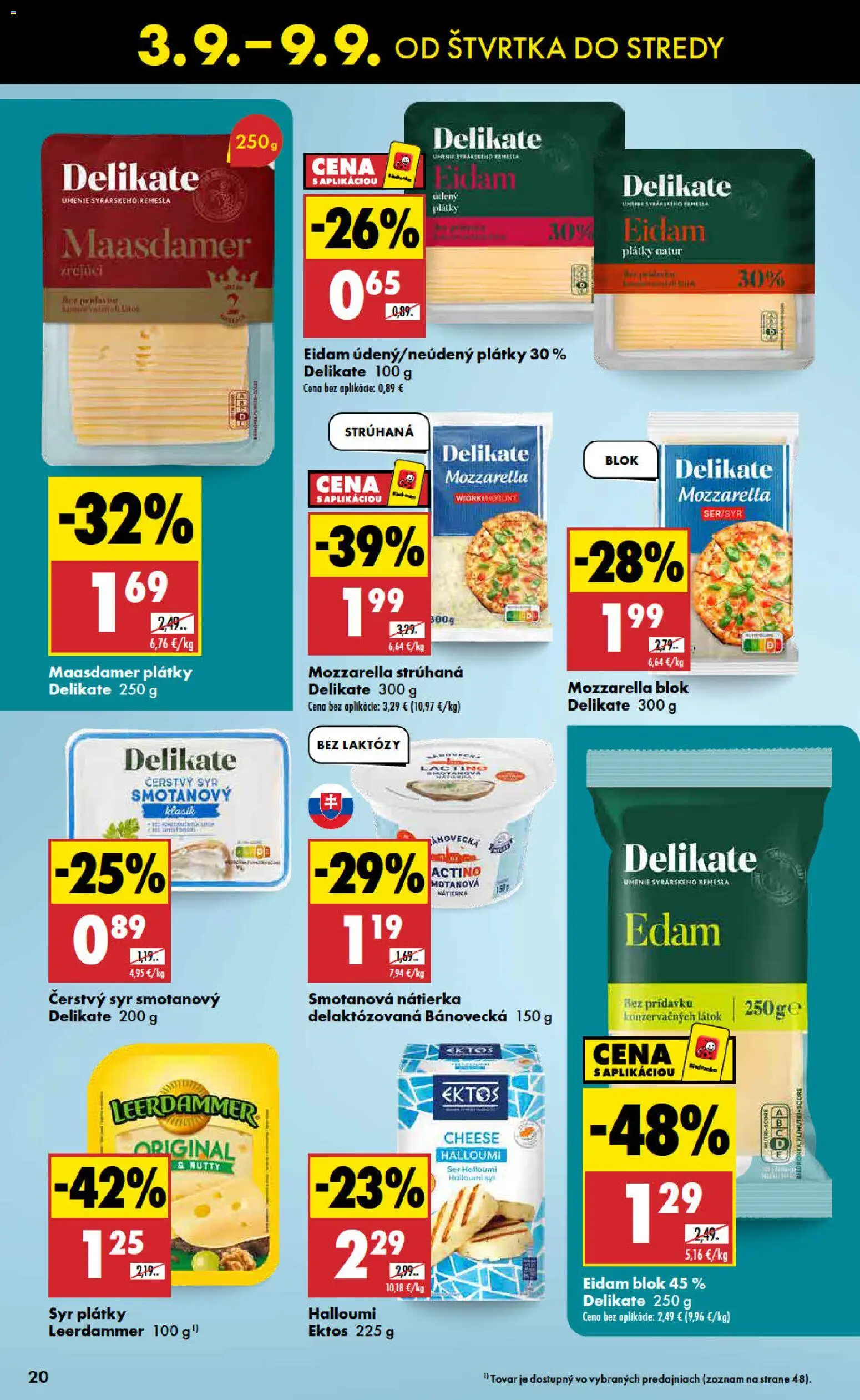 Nové Biedronka akcie – leták je platný od 03.09.2026 | Strana: 20 | Produkty: Syr, Eidam, Mozzarella, Cream cheese