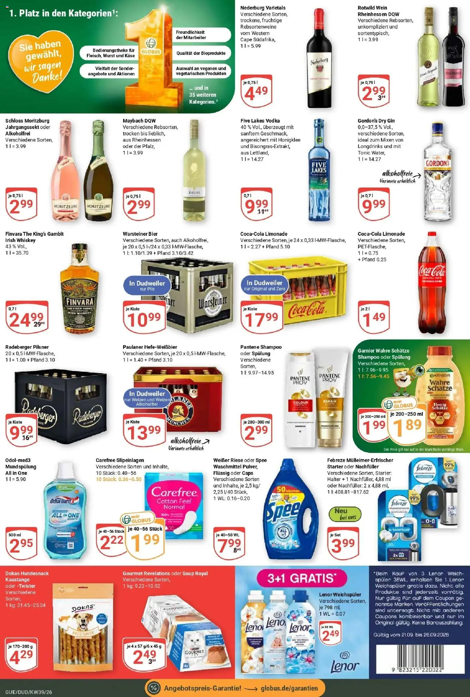 Globus Prospekt Saarbrücken-Güdingen (ab 21.09.2026) » Angebote online | Seite: 6 | Produkte: Lenor, Cola, Waschmittel, Gin