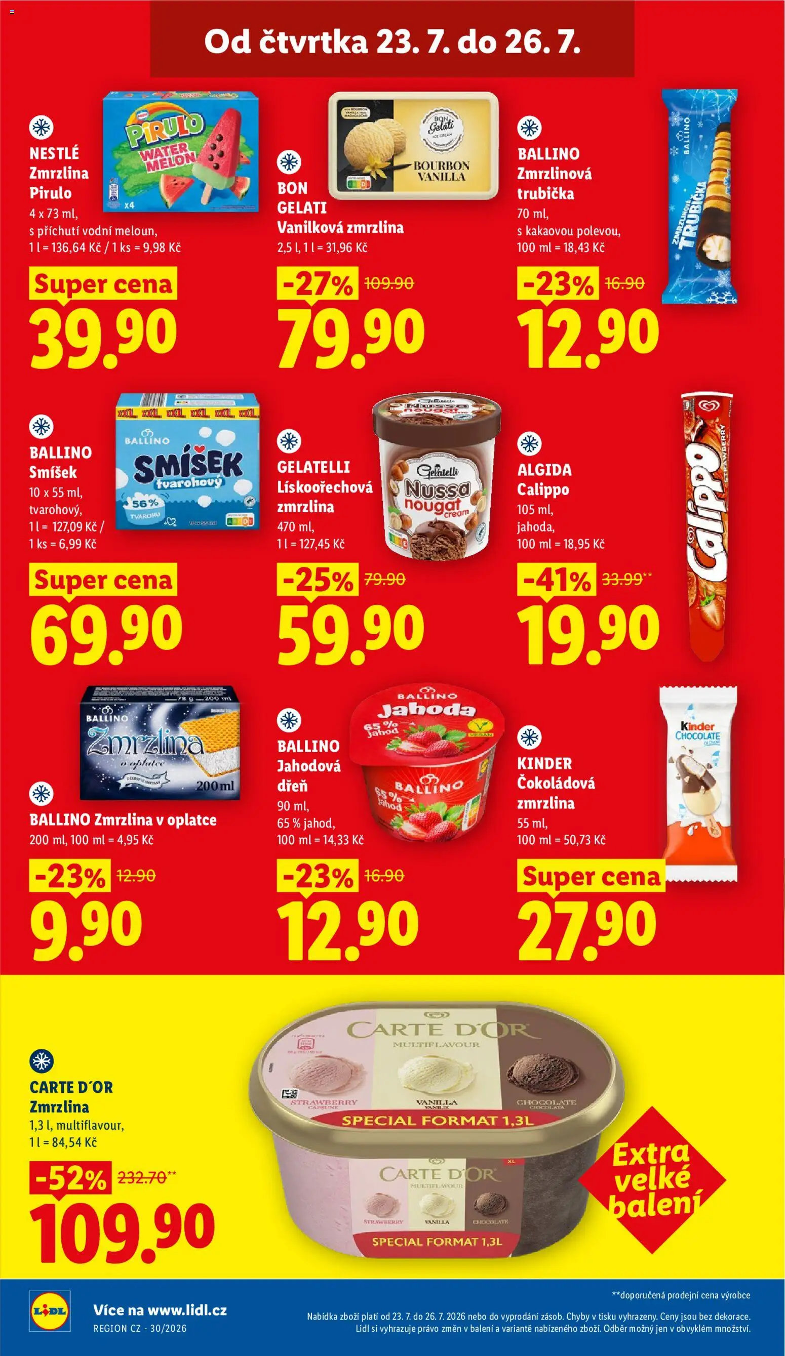 Lidl leták od 23.07.2026 | Strana: 28 | Produkty: Zmrzlina, Carte d'or, Gelatelli, Kinder