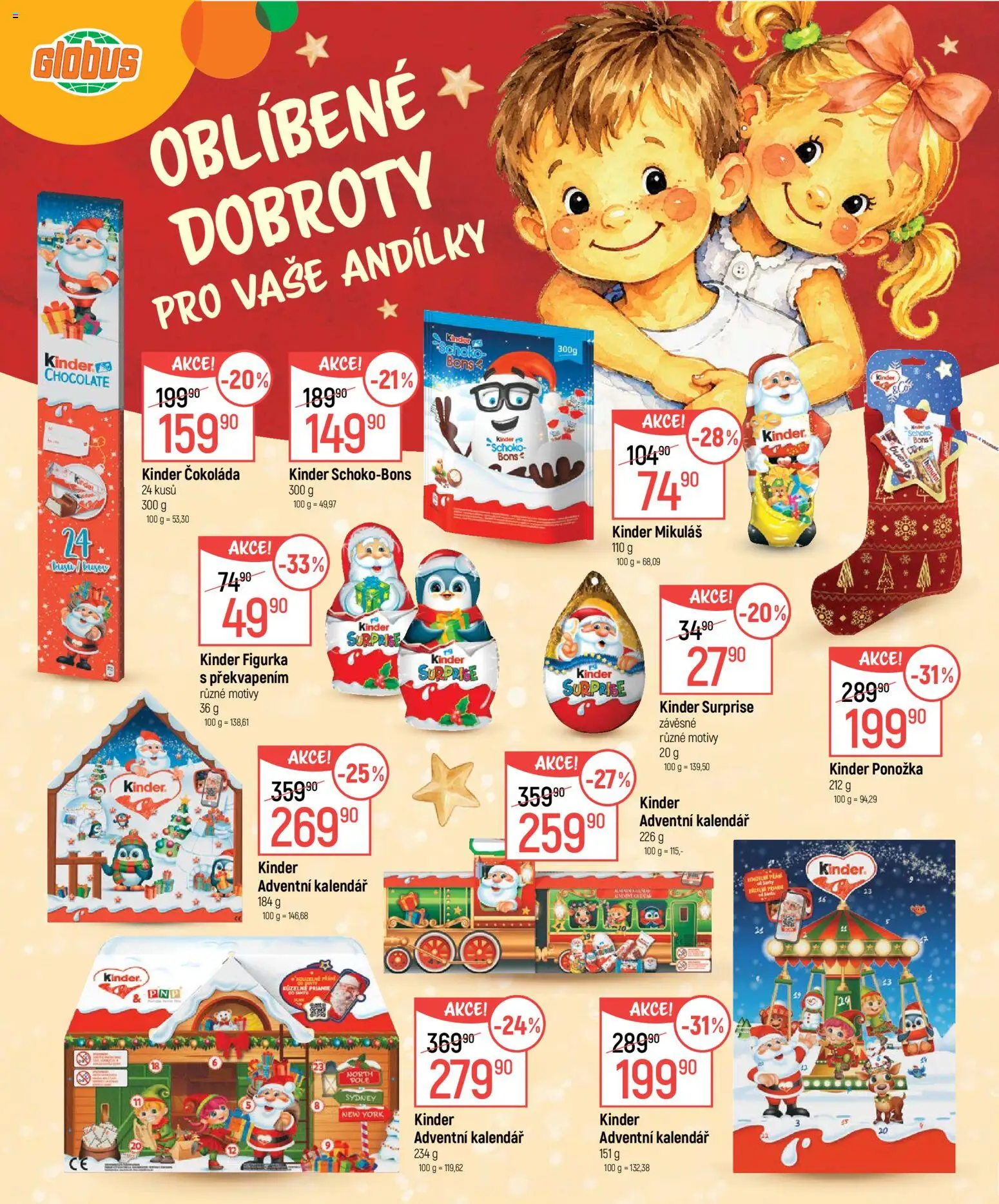 Globus leták - Mikuláš od 14.10.2026 | Strana: 2 | Produkty: Čokoláda, Adventní kalendář, Kalendář, Kinder