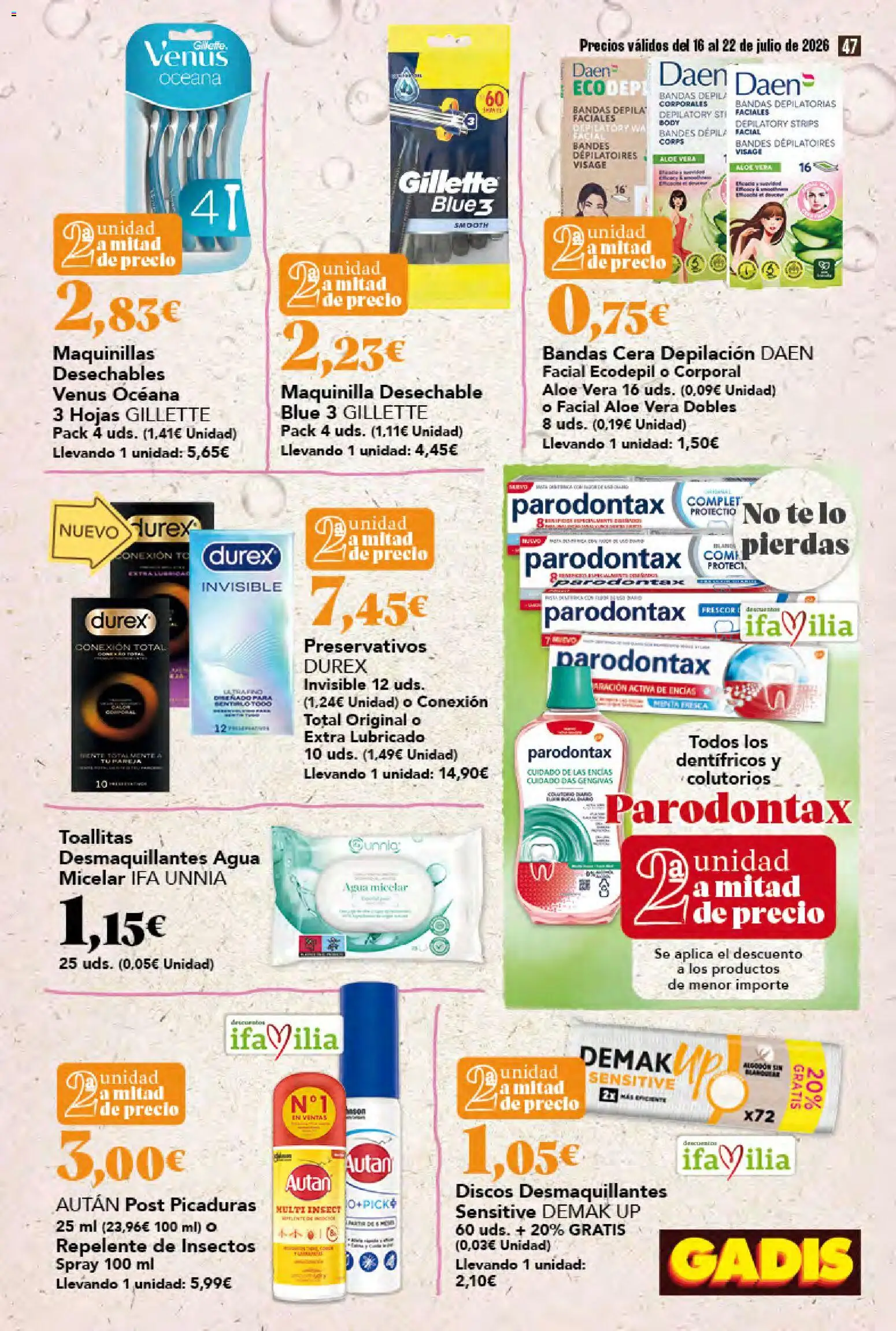 Gadis folleto │ válido desde el 16/07/2026 | Página: 47 | Productos: Agua micelar, Té, Body